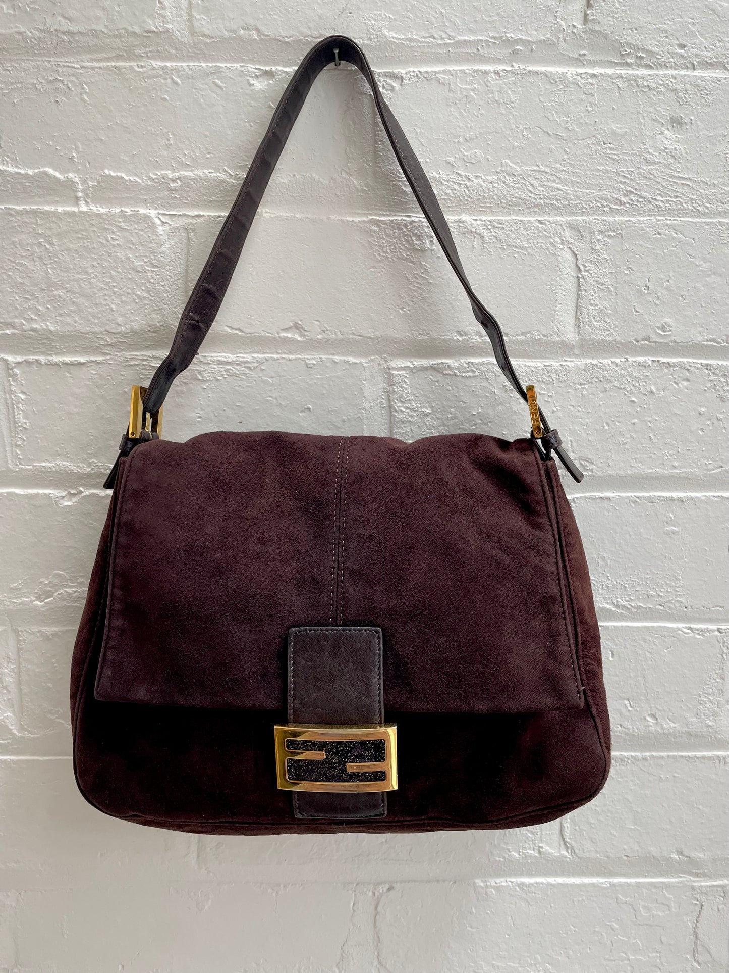 Fendi Brown Suede Mamma Baguette
