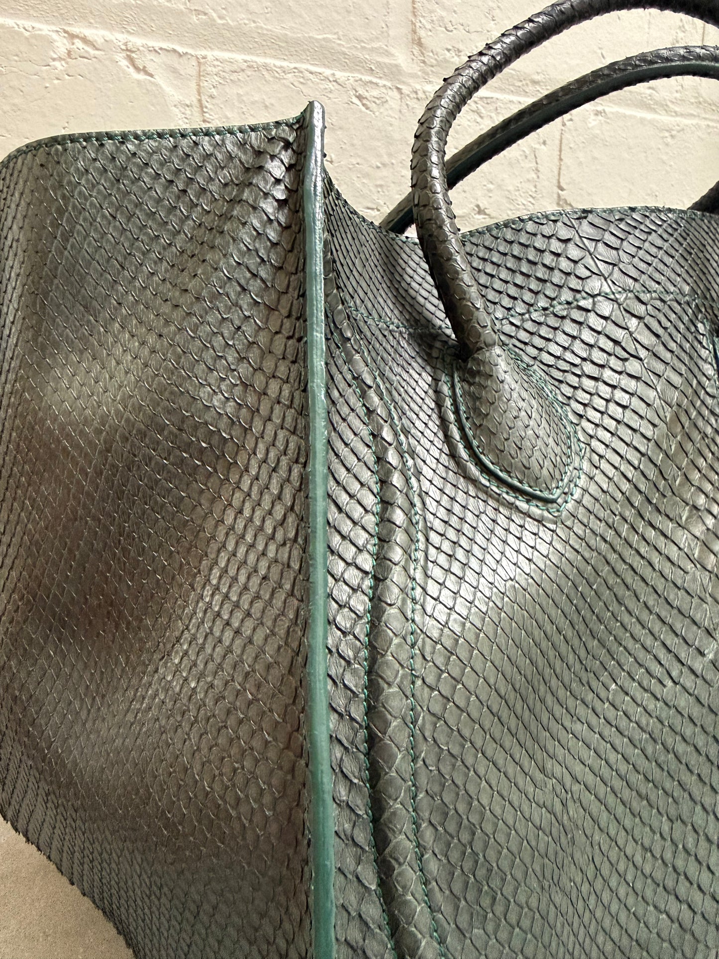 Celine Phantom Luggage in Green Python