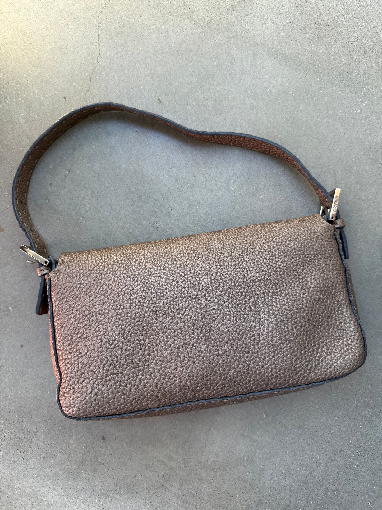 Fendi Selleria Baguette in Metallic Grey