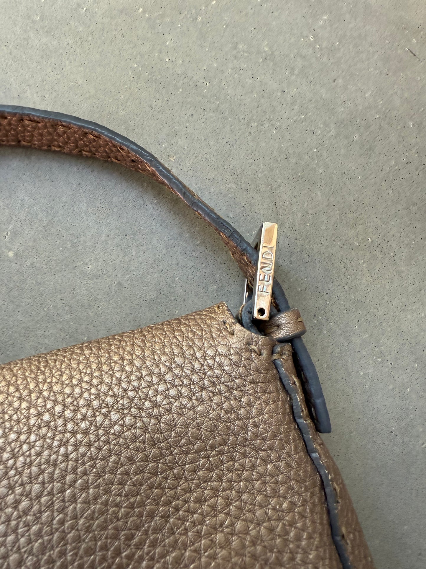 Fendi Selleria Baguette in Metallic Grey