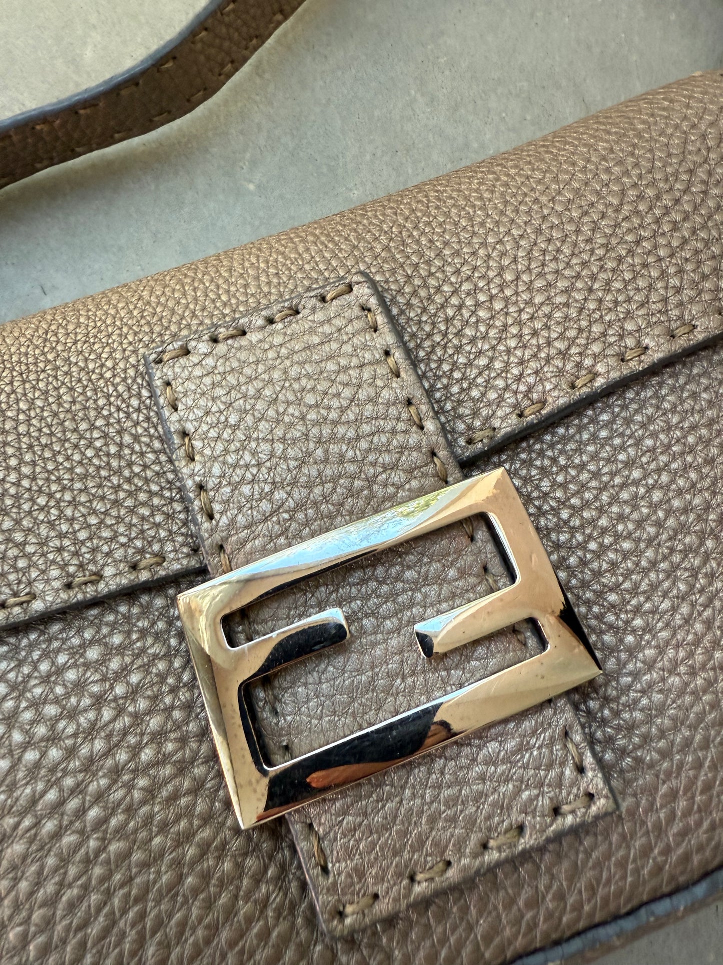 Fendi Selleria Baguette in Metallic Grey