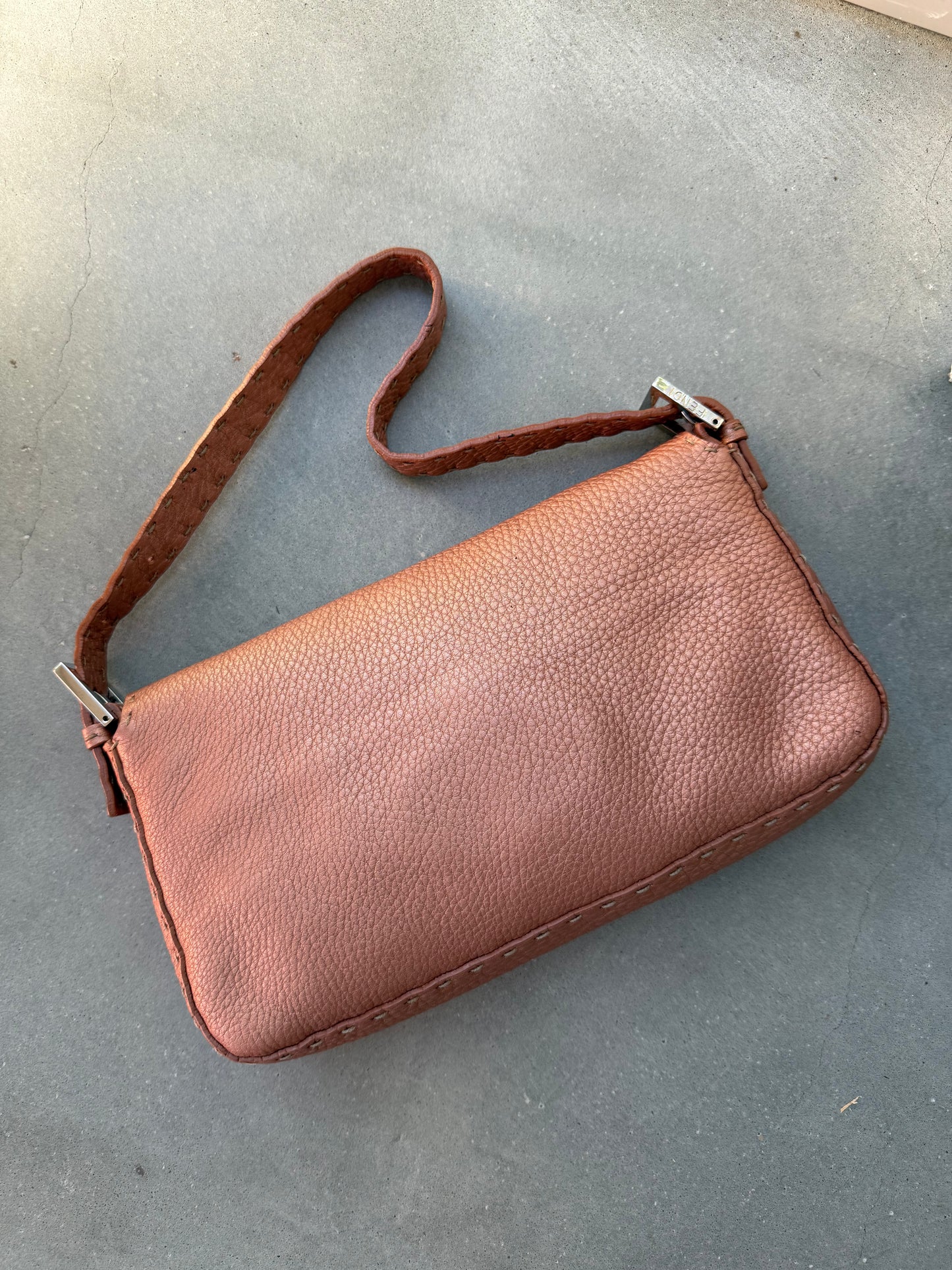 Fendi Selleria Baguette in Metallic Rose