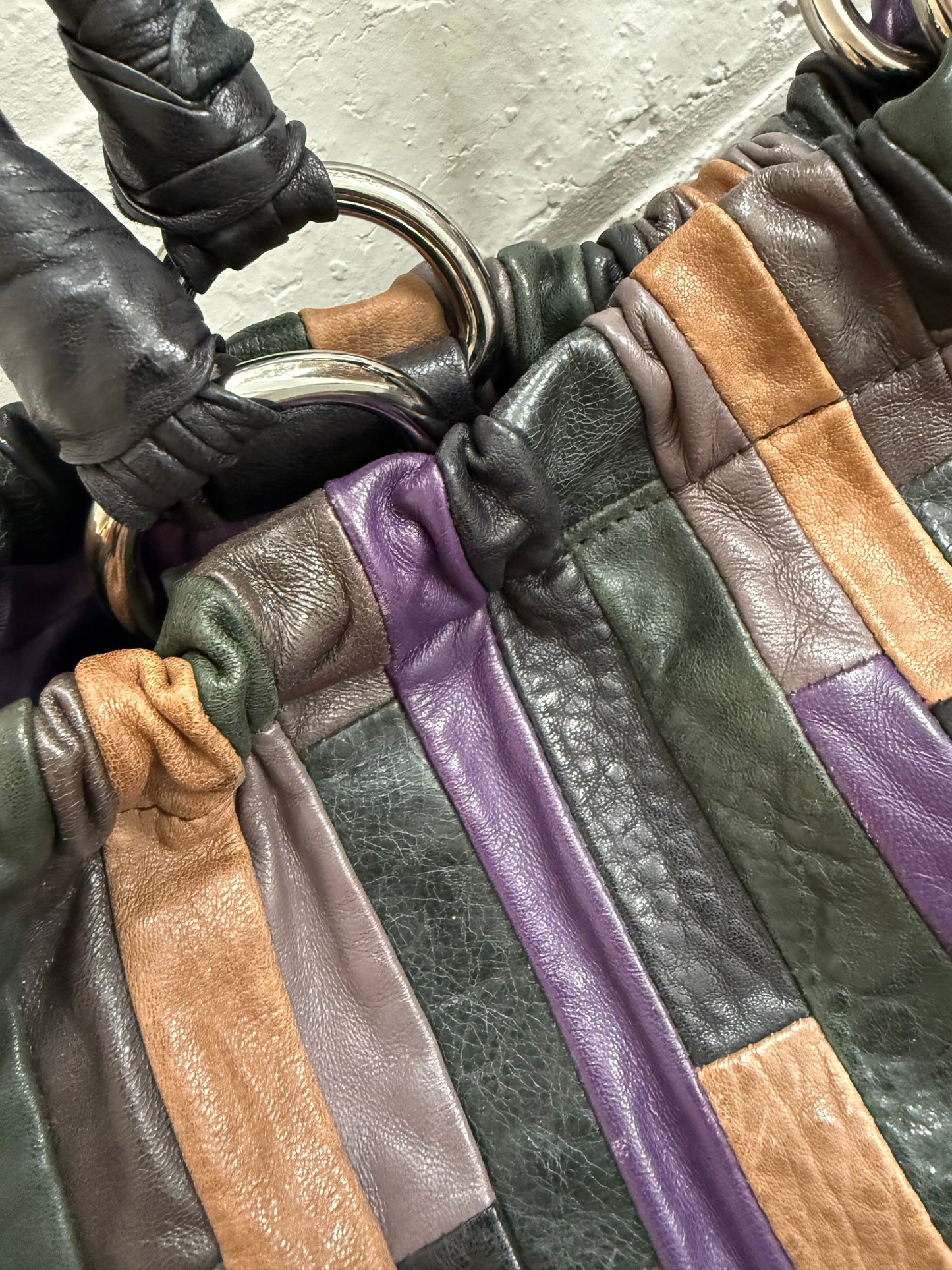 Miu Miu Multi Coloured Striped Tote