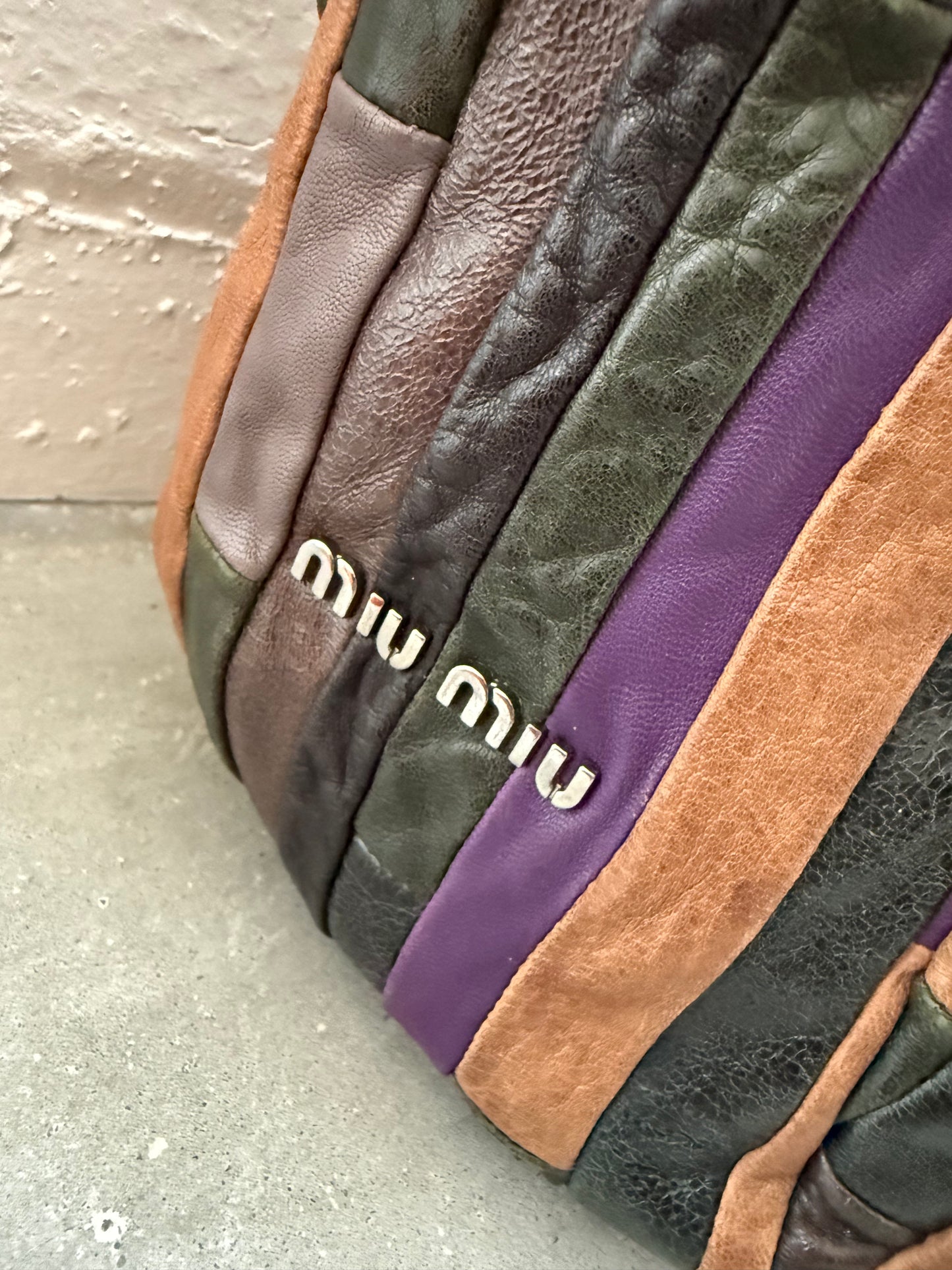 Miu Miu Multi Coloured Striped Tote