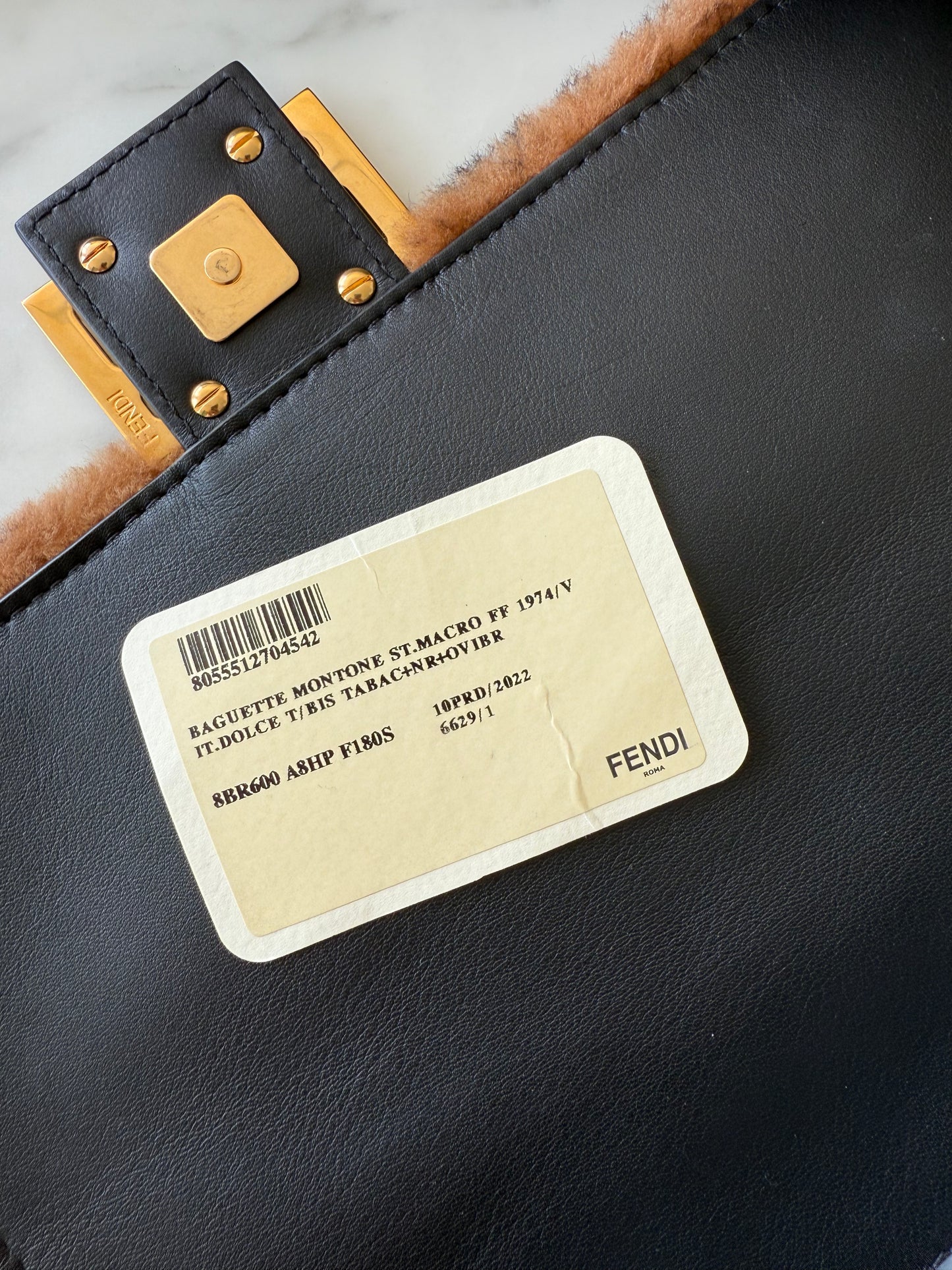 Fendi Zucca Shearling Fur Baguette