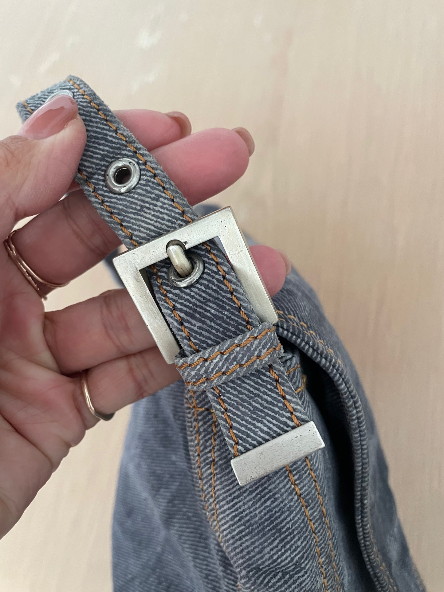 Fendi Denim Suede Mamma Baguette