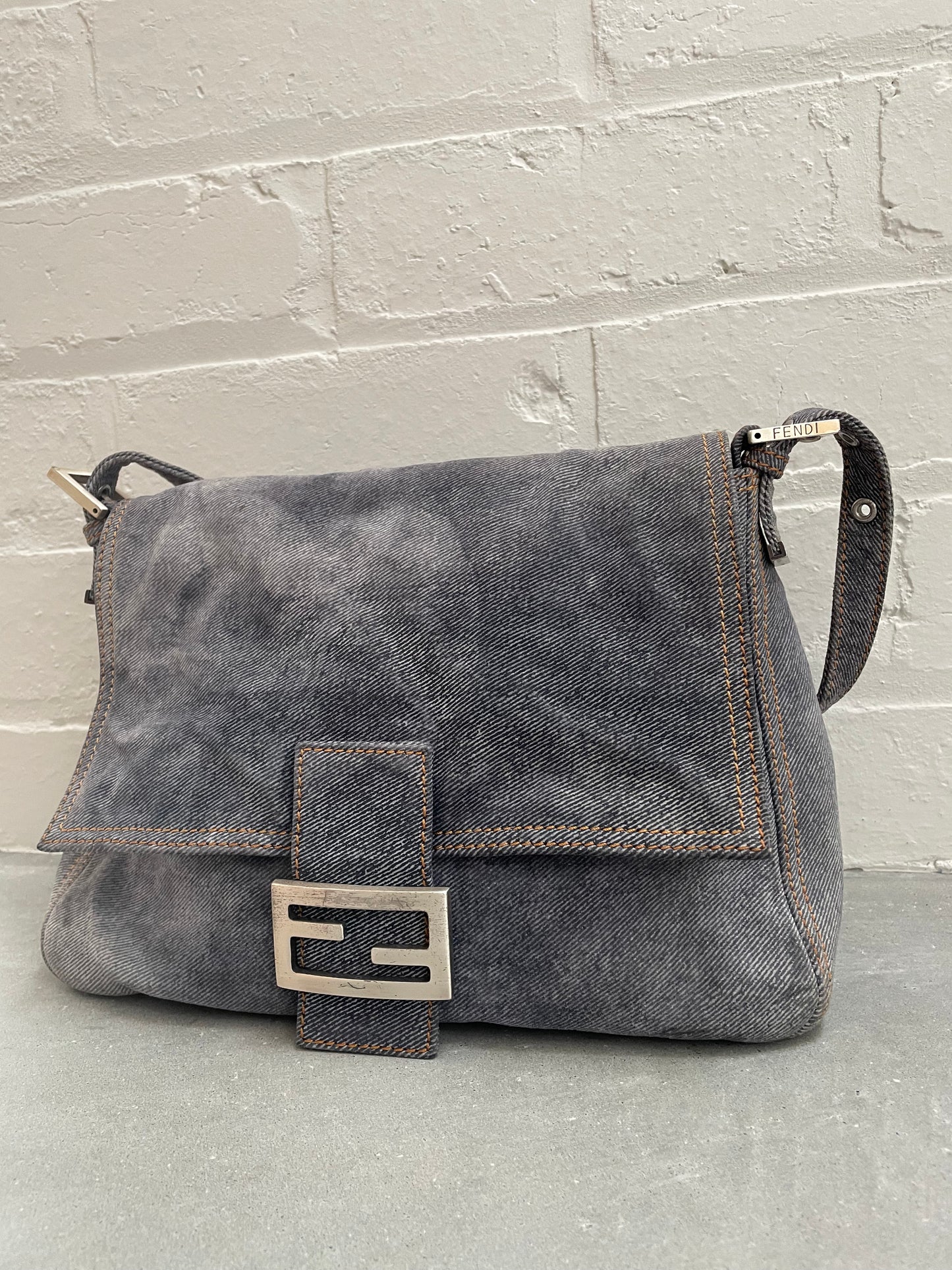 Fendi Denim Suede Mamma Baguette
