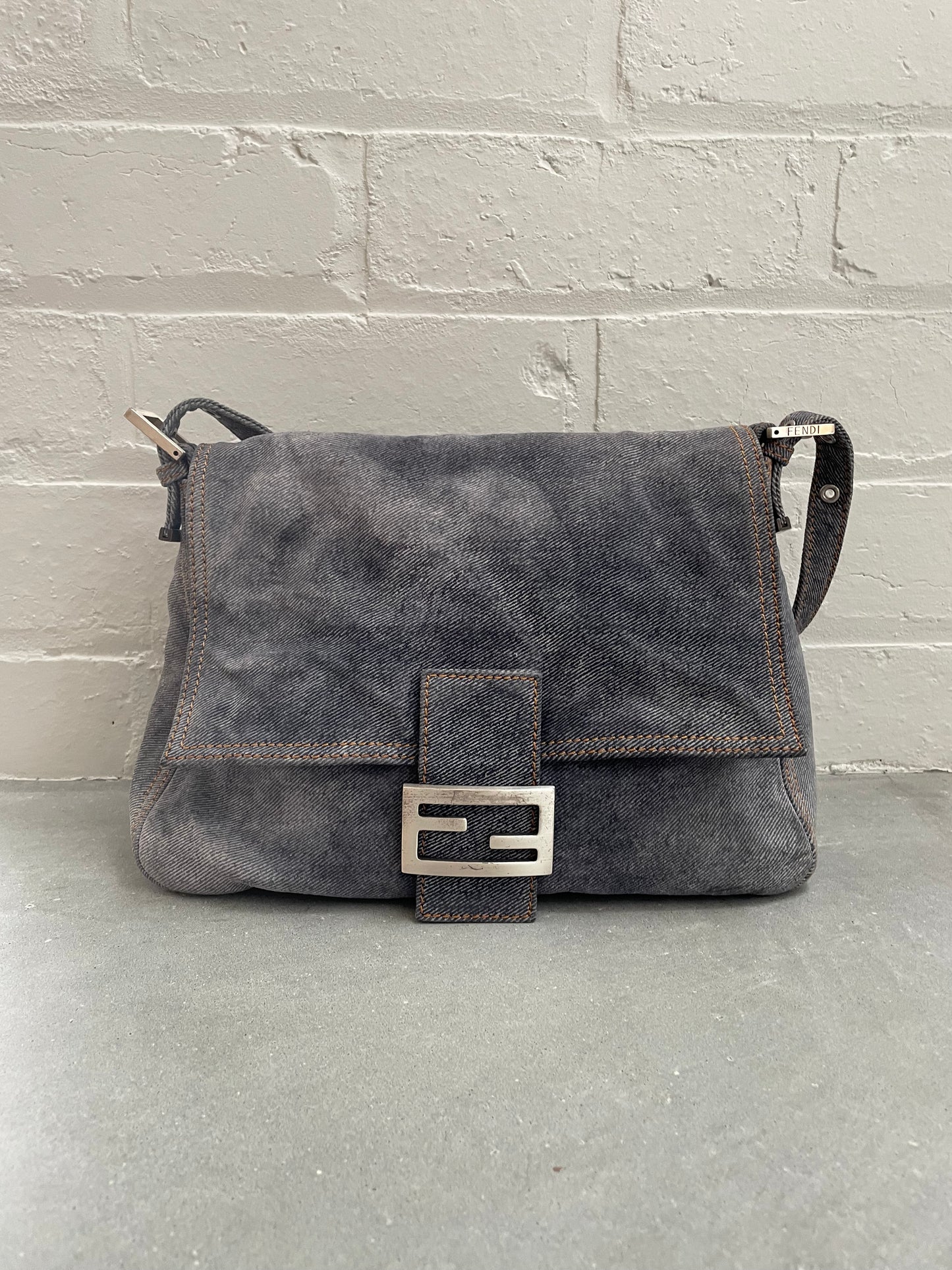 Fendi Denim Suede Mamma Baguette