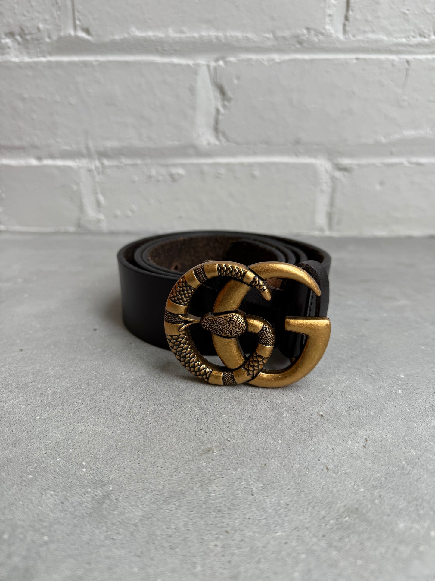Gucci Leather Belt with Snake GG Buckle