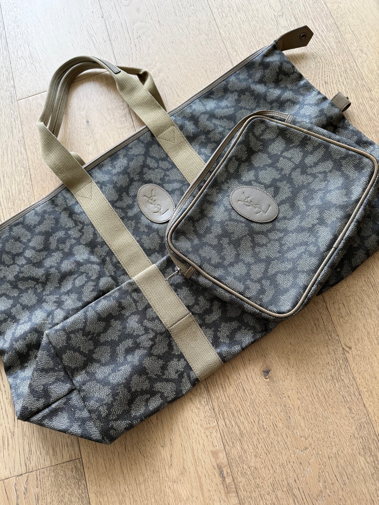 Vintage YSL Giraffe Print Weekend / Travel Bag with Pouch