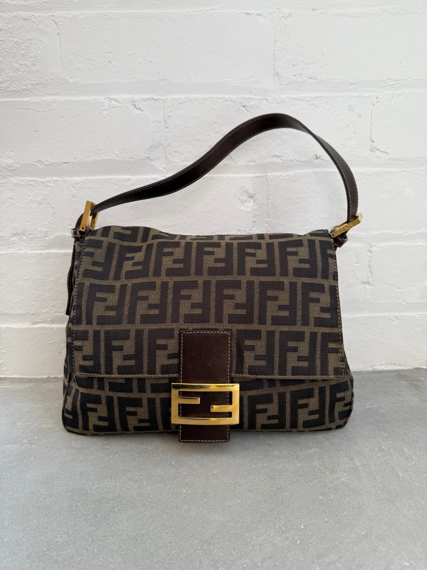 Fendi Mamma Zucca Baguette with Gold Hardware