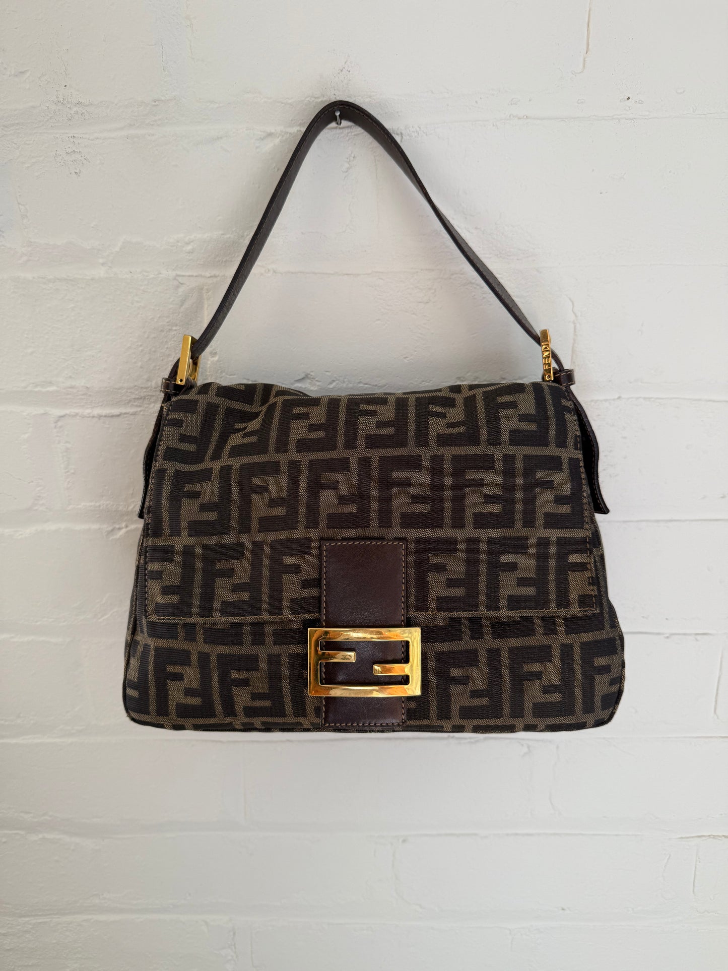 Fendi Mamma Zucca Baguette with Gold Hardware