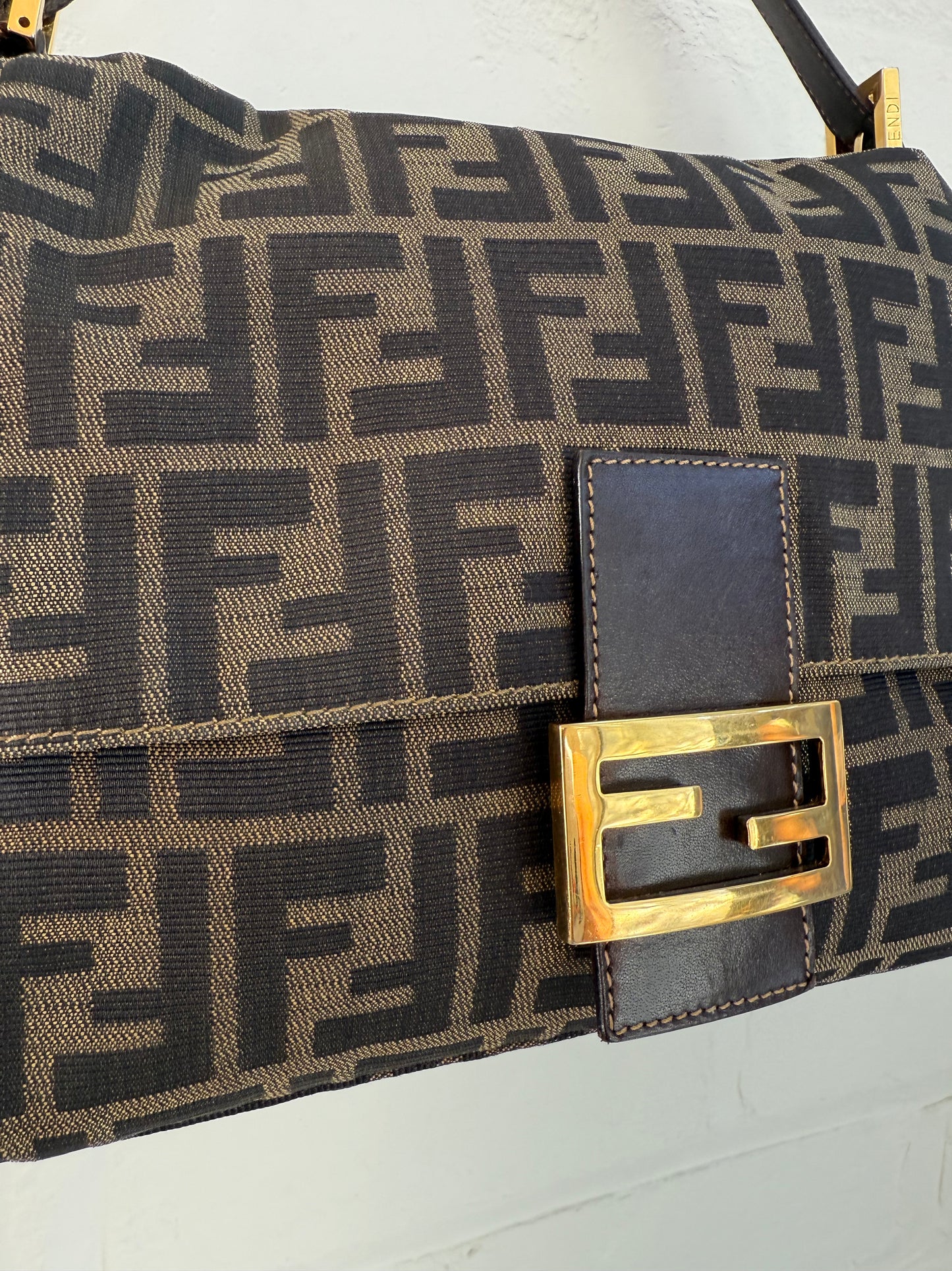 Fendi Mamma Zucca Baguette with Gold Hardware