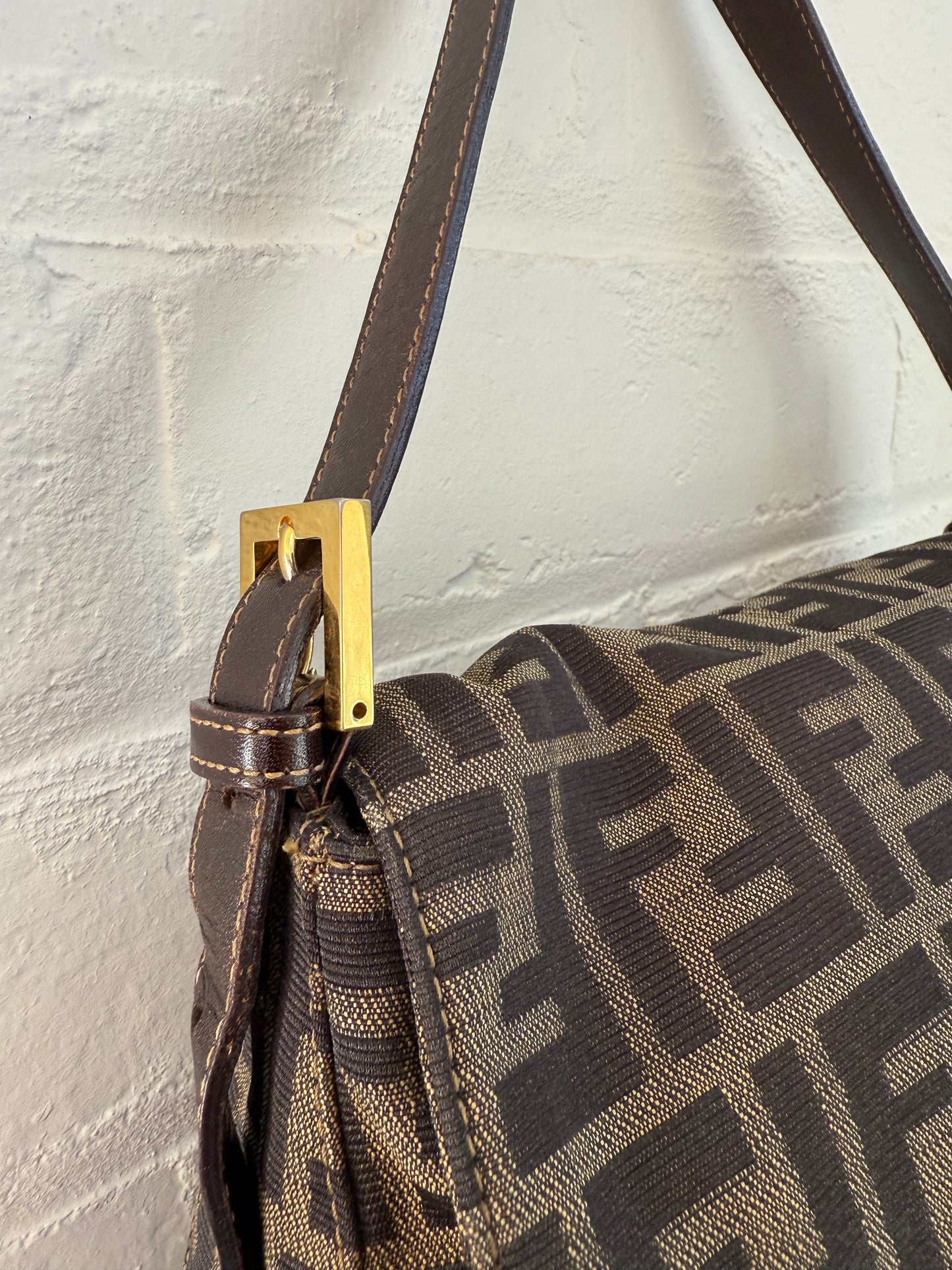 Fendi Mamma Zucca Baguette with Gold Hardware
