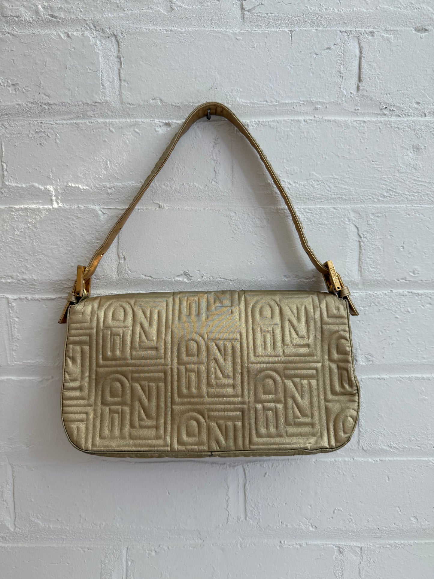 Fendi Gold Embossed Baguette