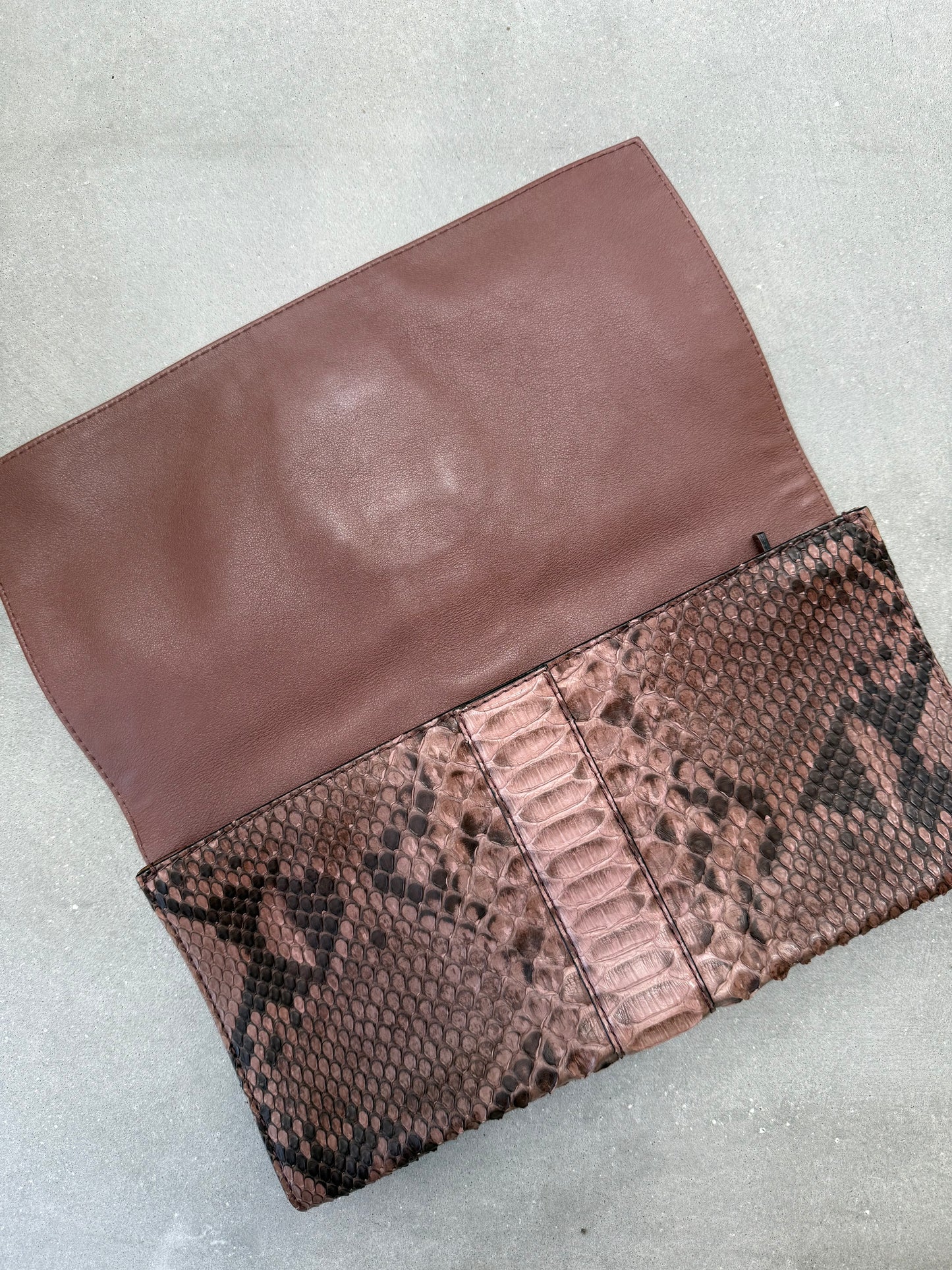 Gucci Brown Python Leather Stirrup Clutch