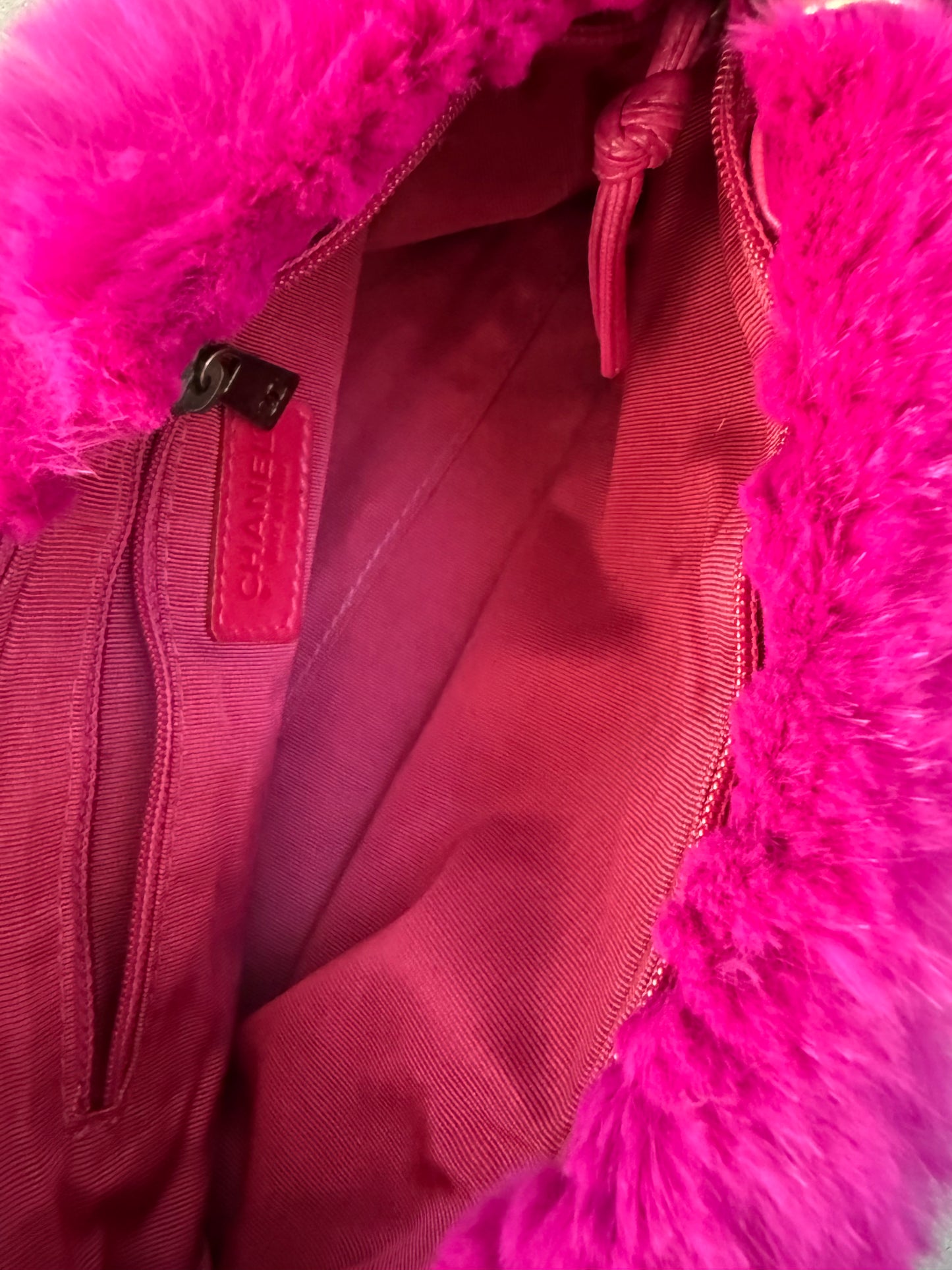 Chanel Fuschia Rabbit Fur Bag