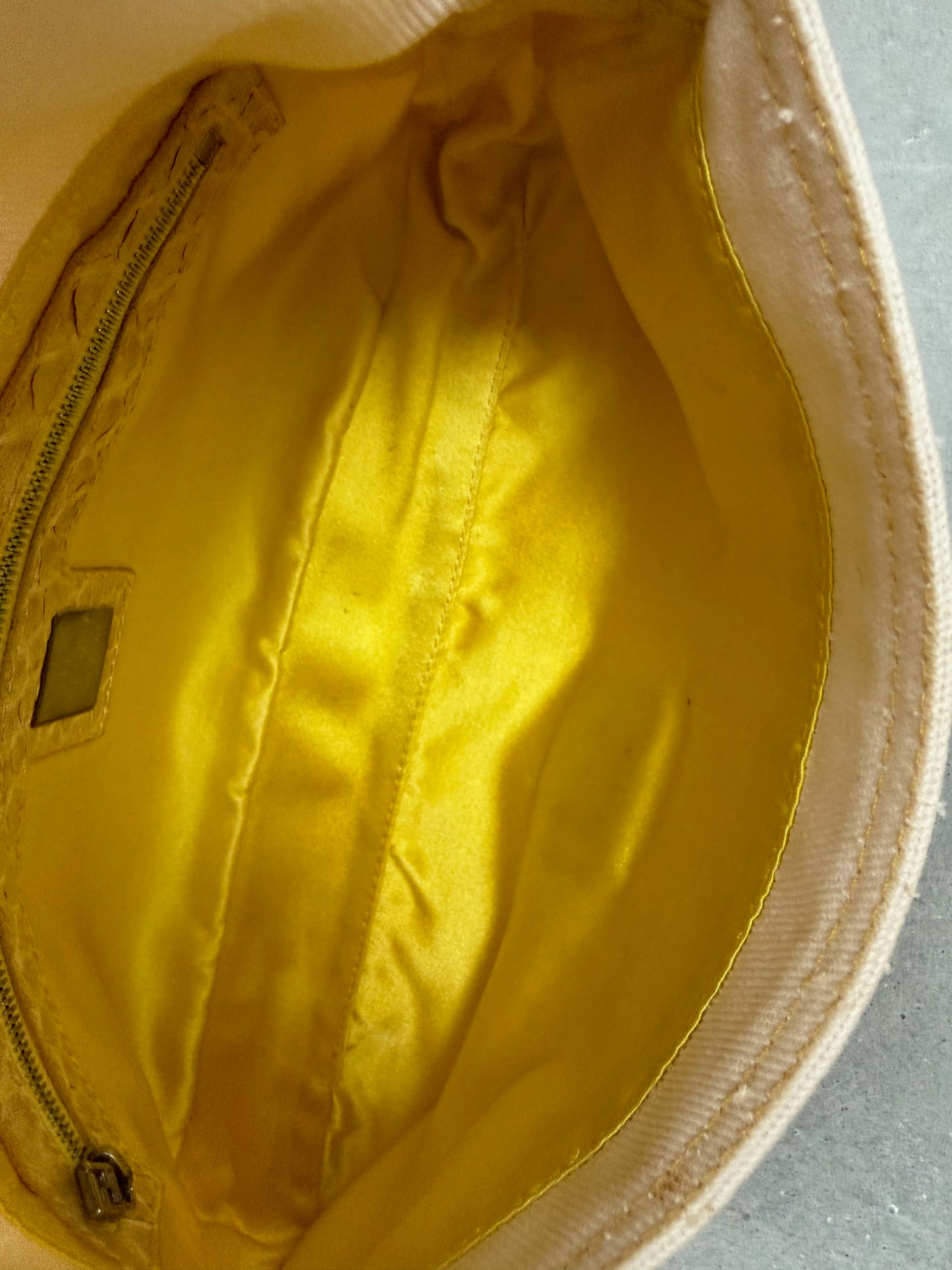 Vintage Fendi White Denim Baguette with Yellow Python Trim