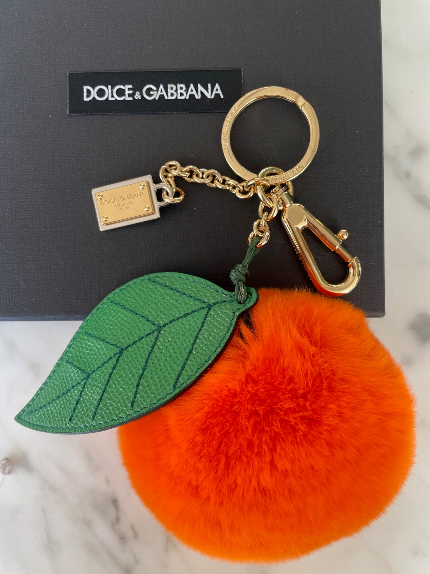 Dolce & Gabbana Orange Fur Bag Charm