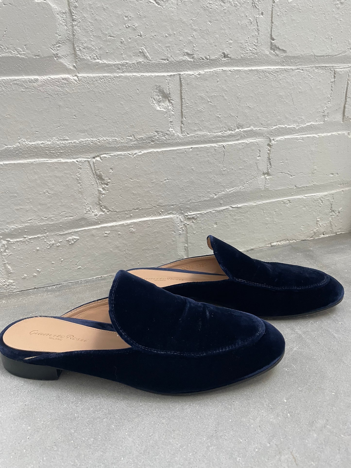 Gianvito Rossi Blue Velvet Palau Slip on Mules Size 38