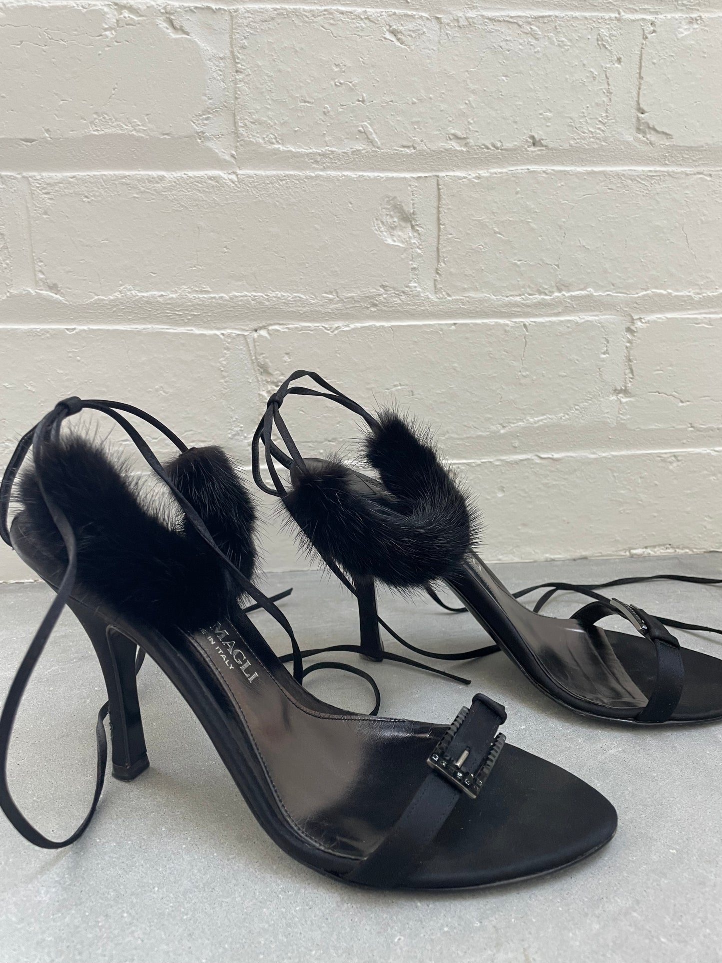 Bruno Magli Fur Trimmed Sandals Size 38