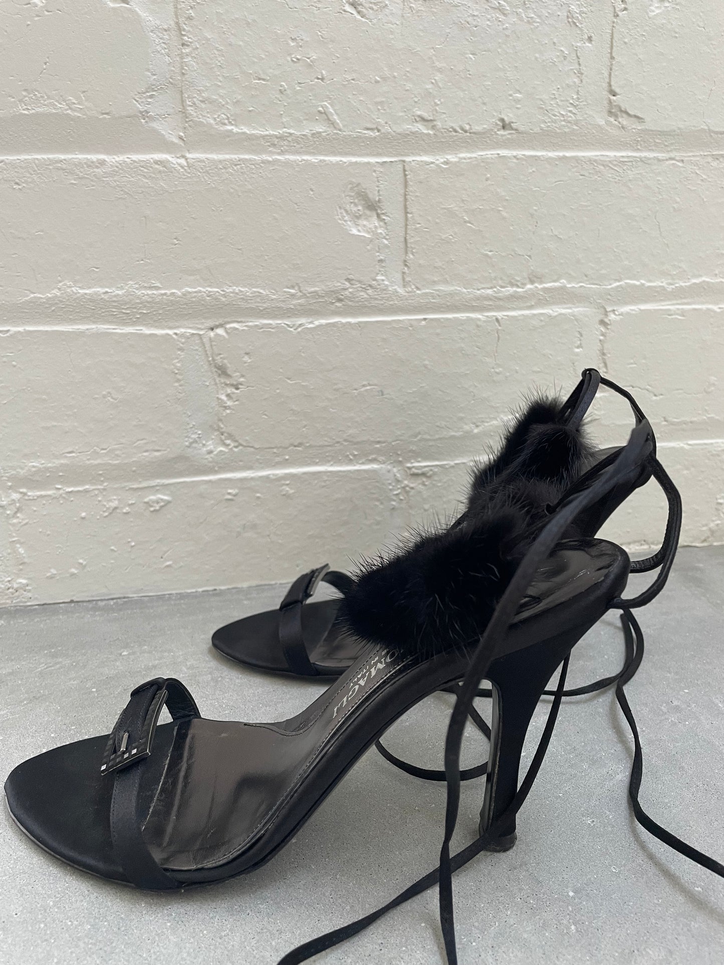 Bruno Magli Fur Trimmed Sandals Size 38