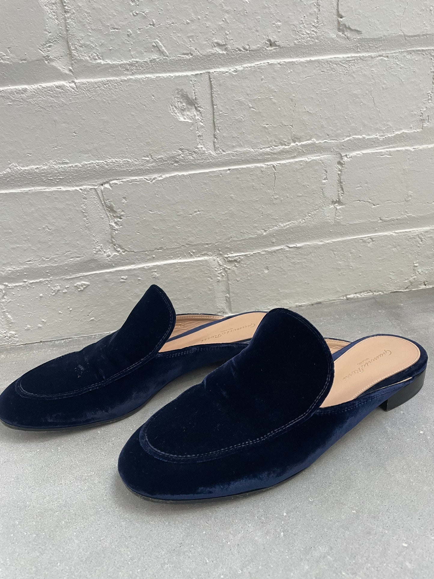 Gianvito Rossi Blue Velvet Palau Slip on Mules Size 38