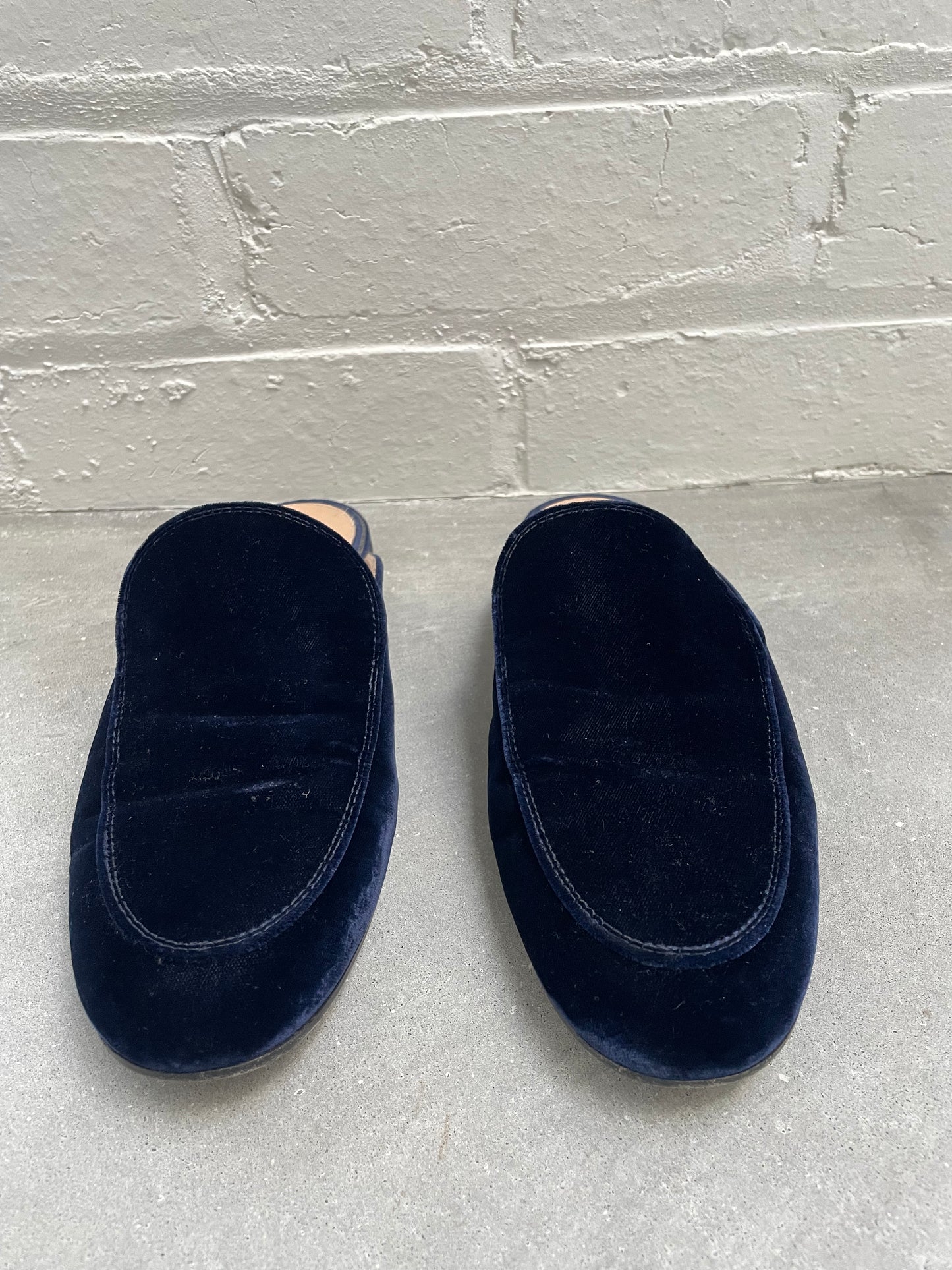 Gianvito Rossi Blue Velvet Palau Slip on Mules Size 38