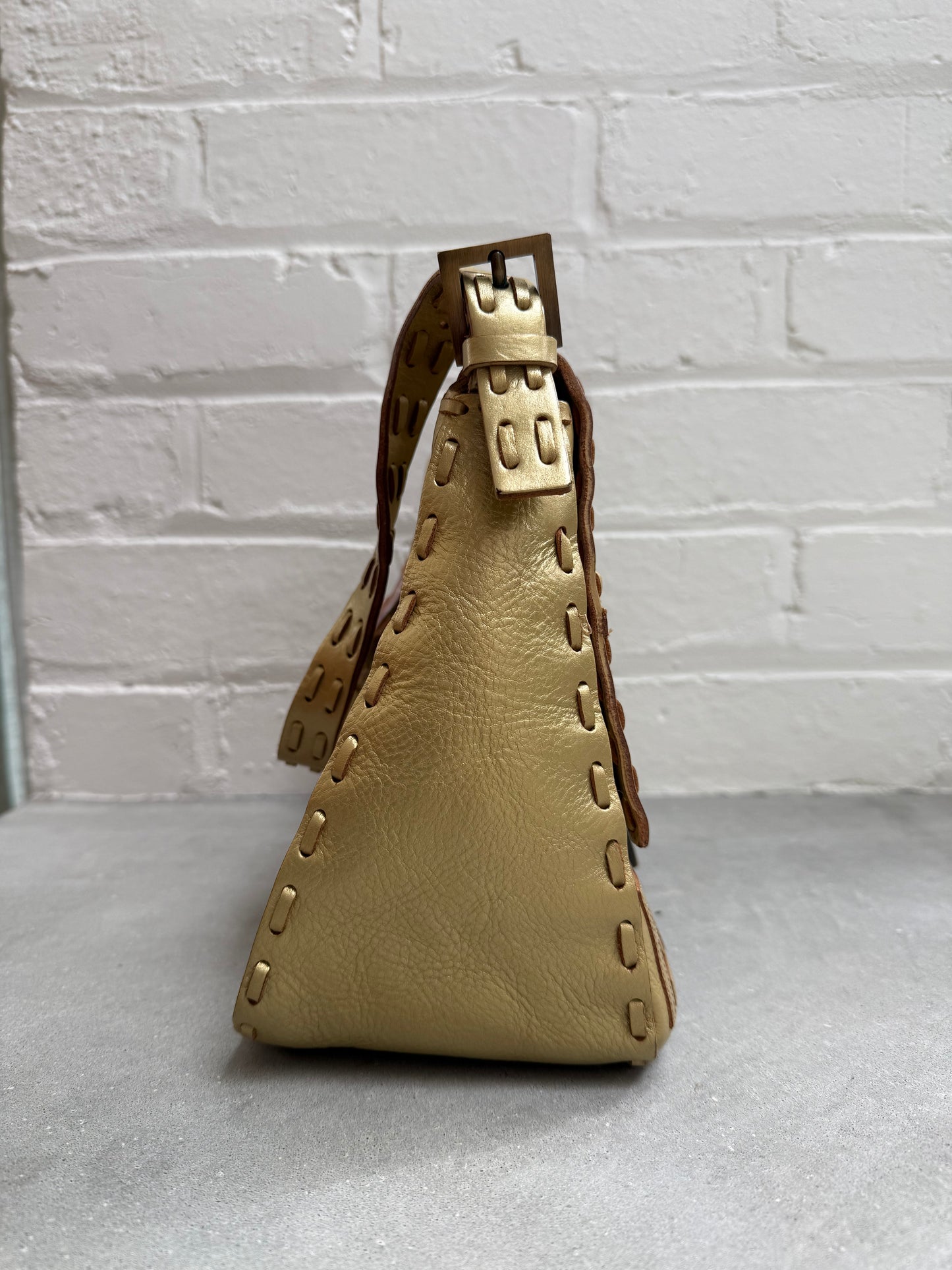 Fendi Gold FF Embossed Mama Baguette
