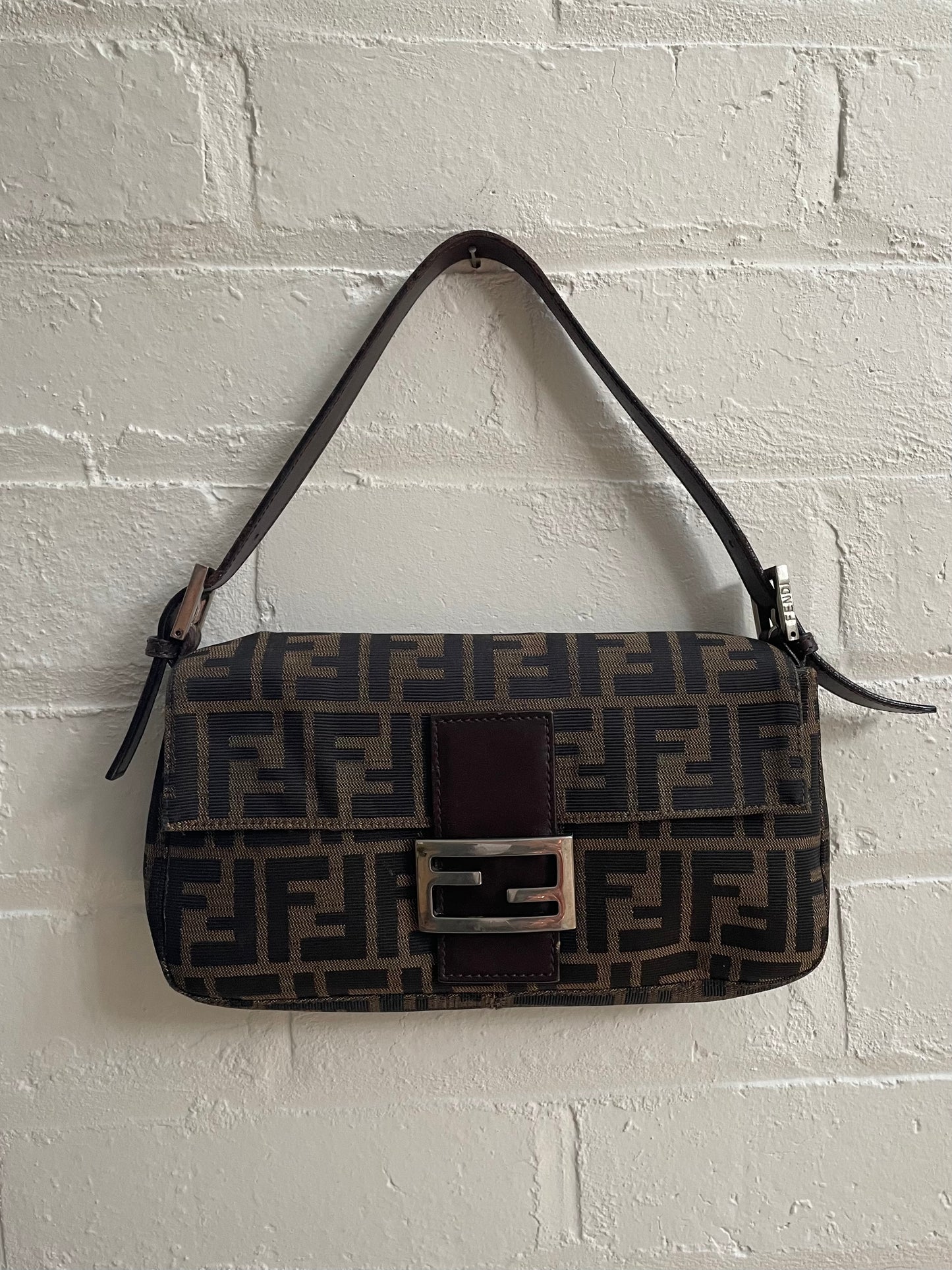 Fendi Zucca Baguette with Silver Hardware