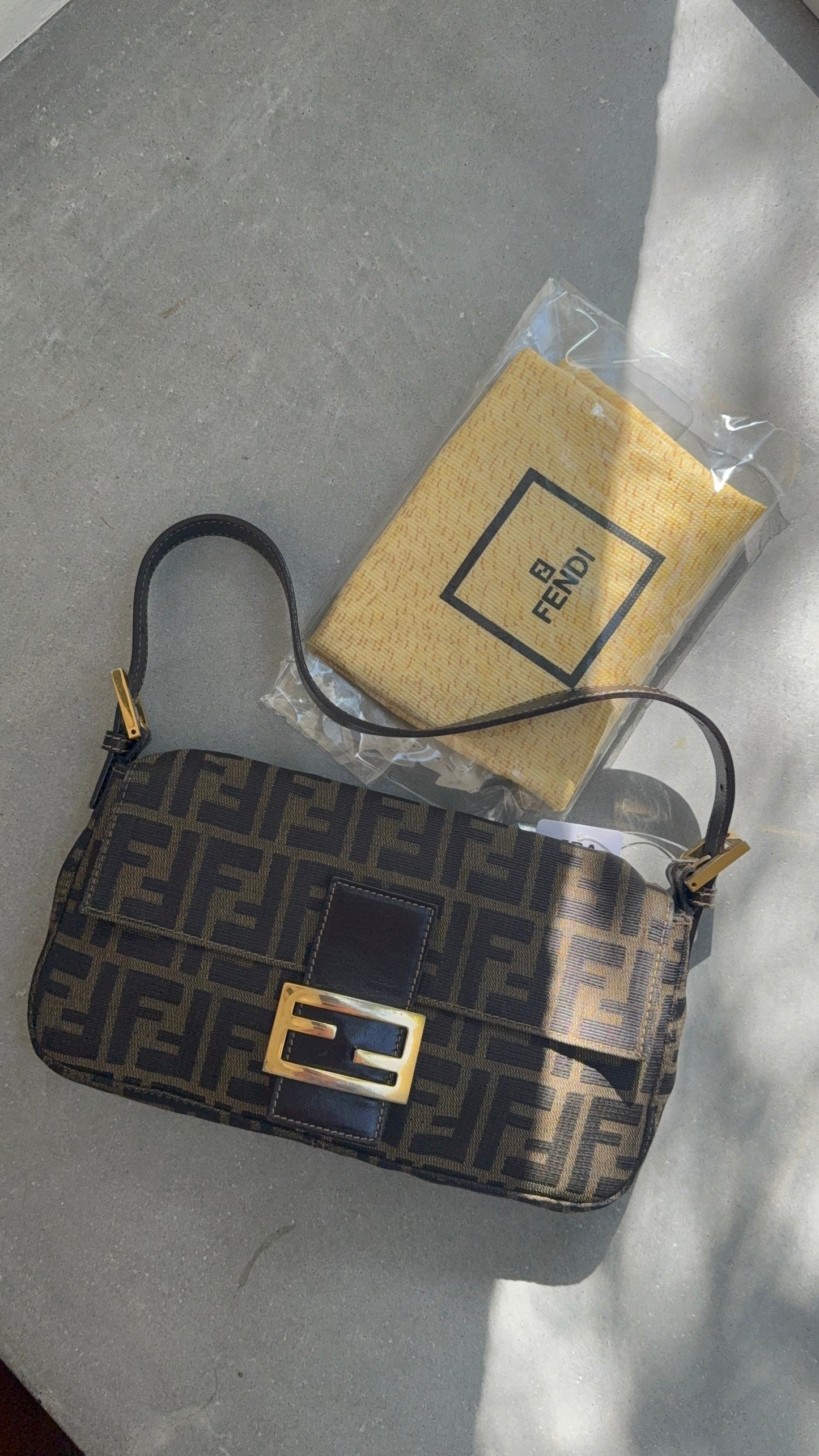 Fendi Zucca Baguette with Gold Hardware