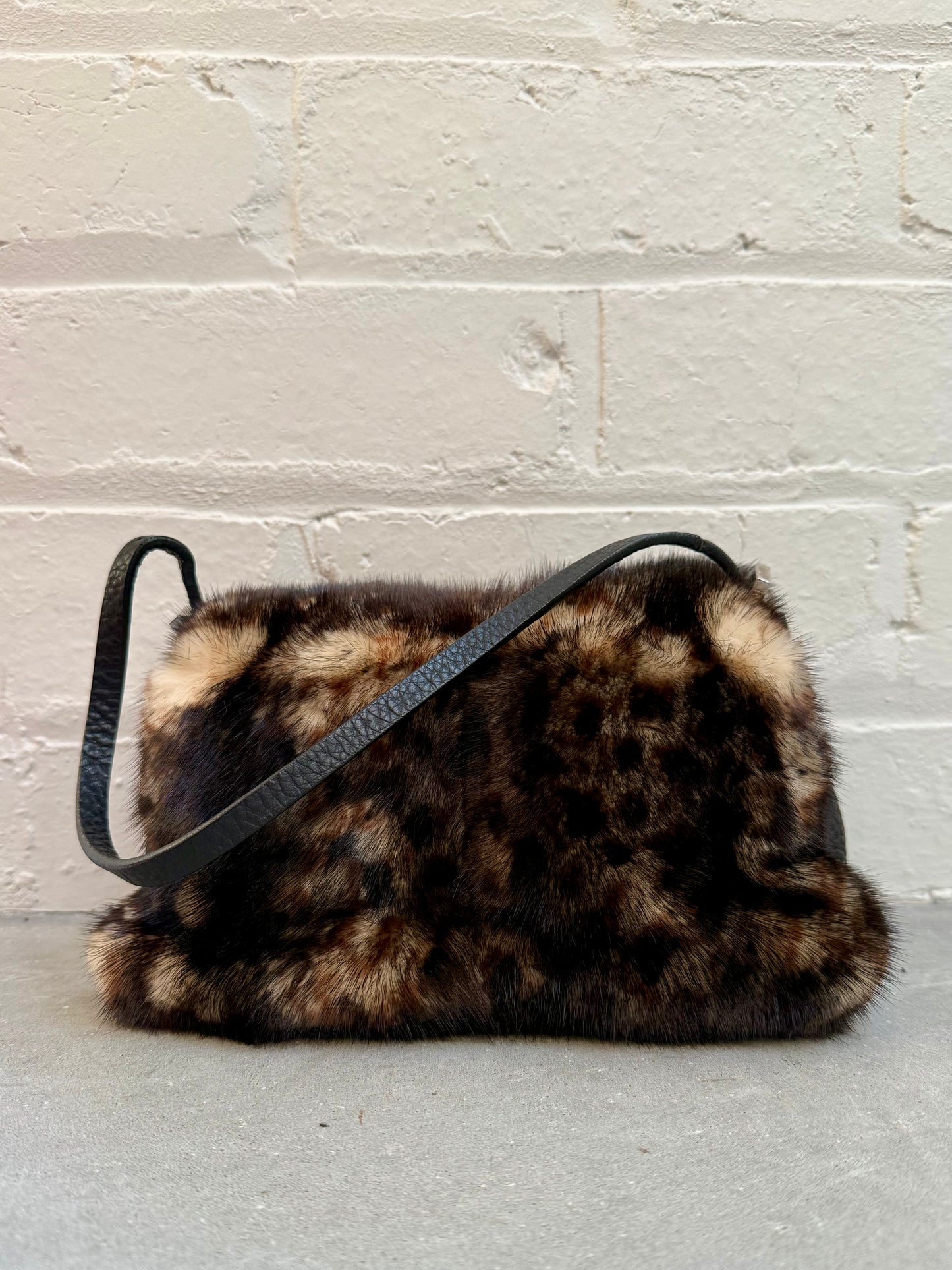 Fendi Mini Mama Selleria Baguette in Leopard Mink Fur