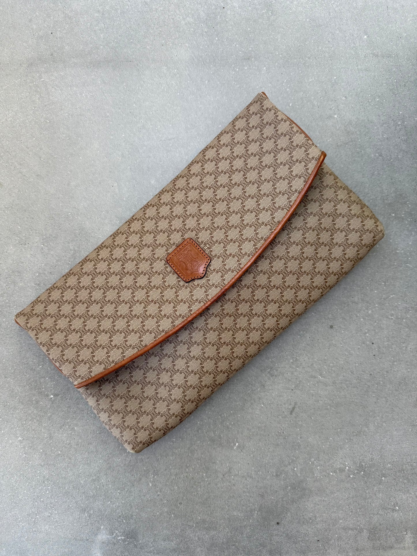 Céline Beige Macadam Pattern Clutch Bag