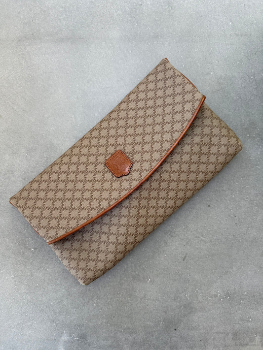 Céline Beige Macadam Pattern Clutch Bag