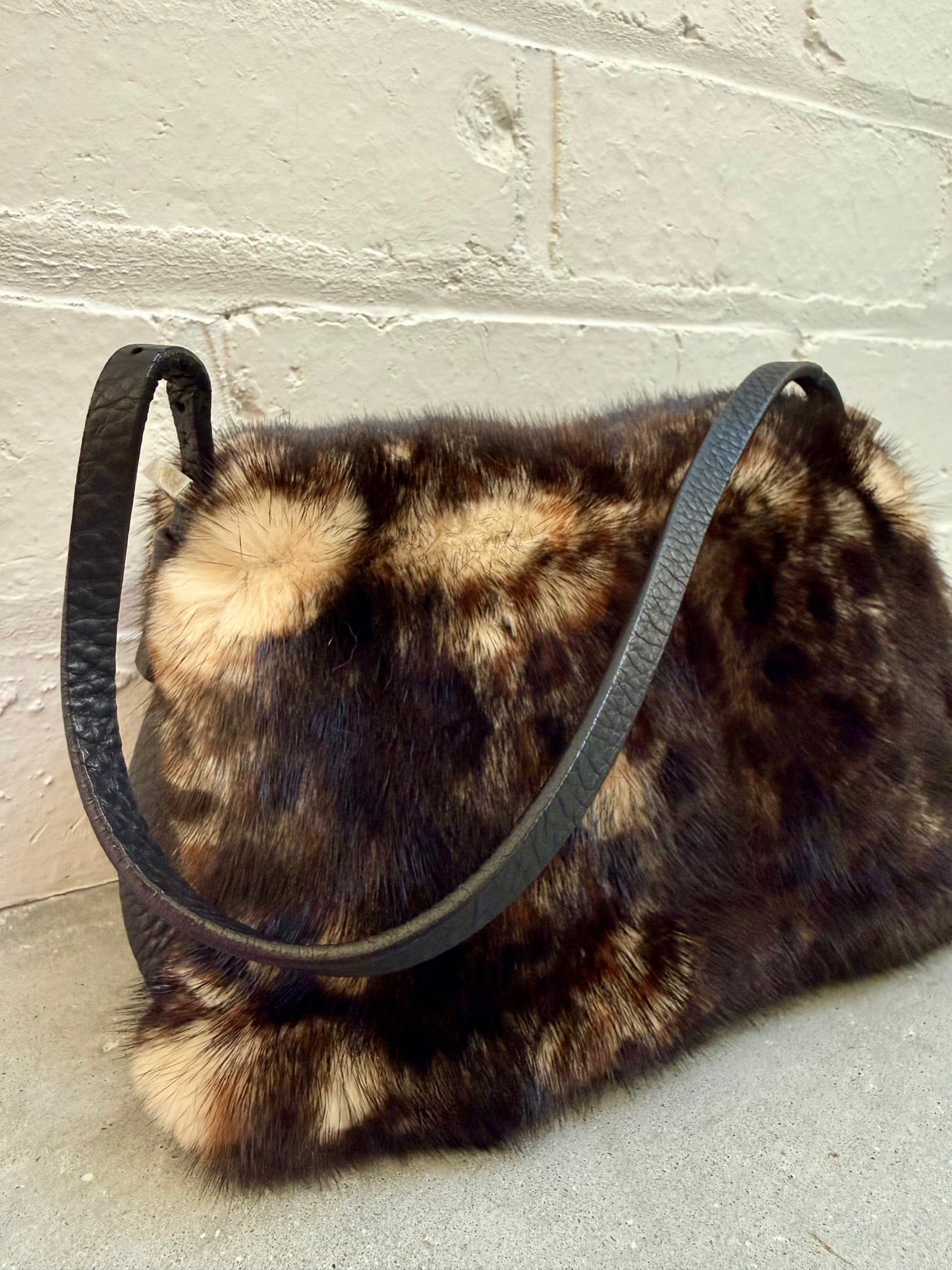 Fendi Mini Mama Selleria Baguette in Leopard Mink Fur