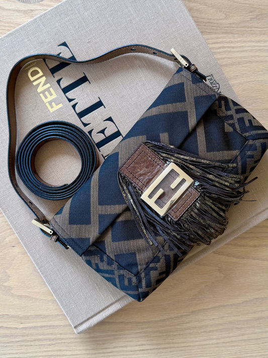Fendi Giant Zucca Tassled Baguette