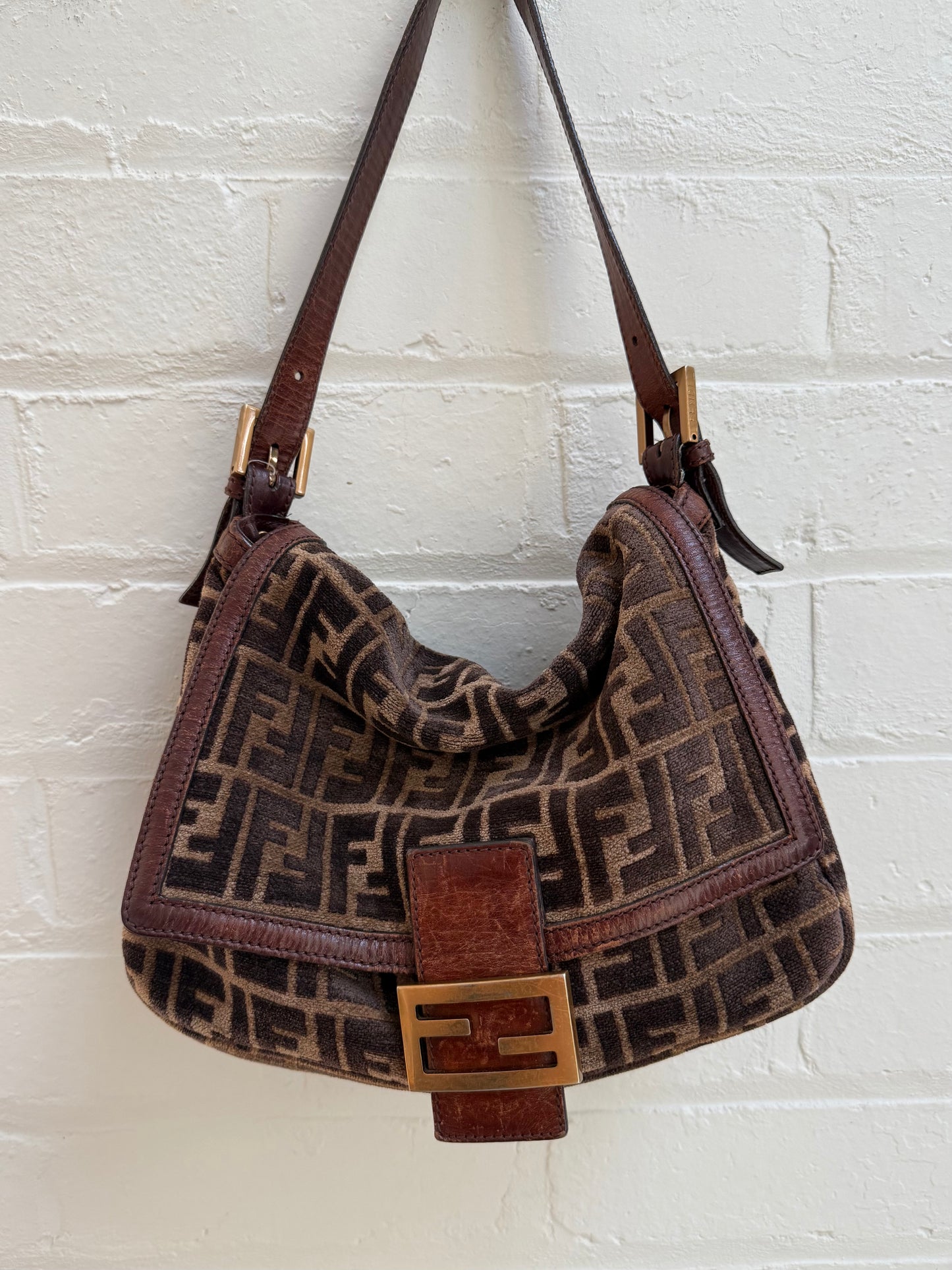 Fendi FF Velour Mama Baguette