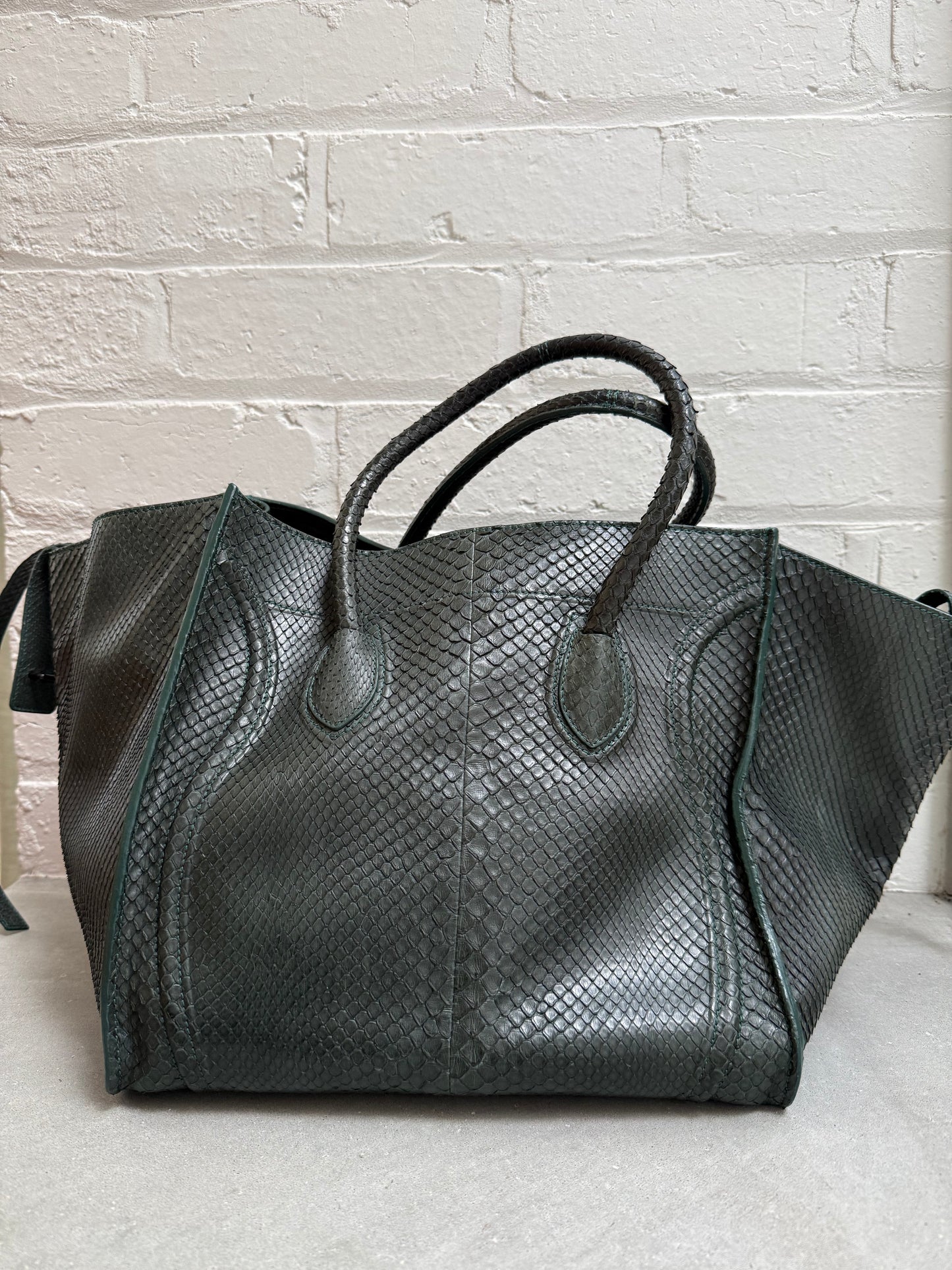 Celine Phantom Luggage in Green Python