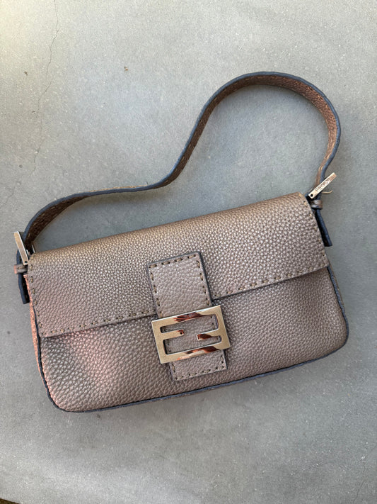 Fendi Selleria Baguette in Metallic Grey
