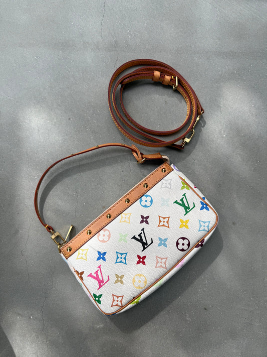 Louis Vuitton x Takashi Murakami Pochette in Multicolour Blanc