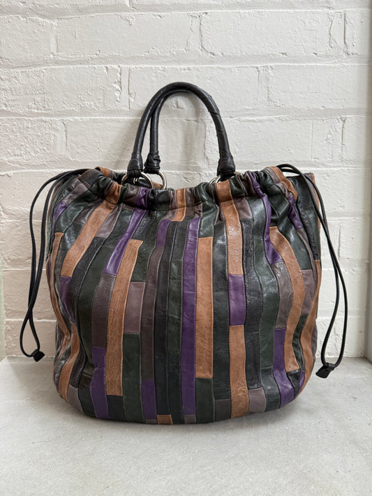 Miu Miu Multi Coloured Striped Tote