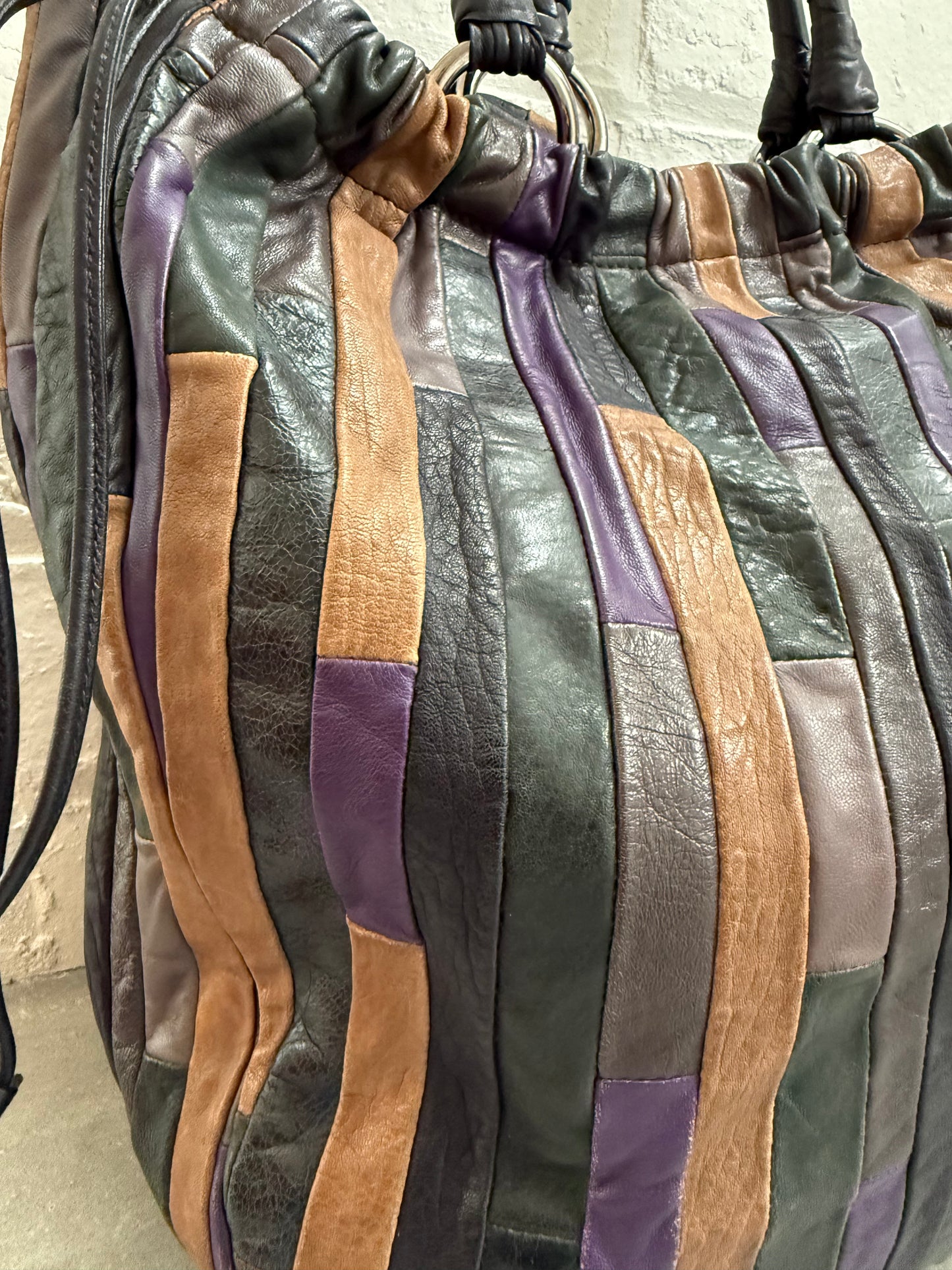 Miu Miu Multi Coloured Striped Tote