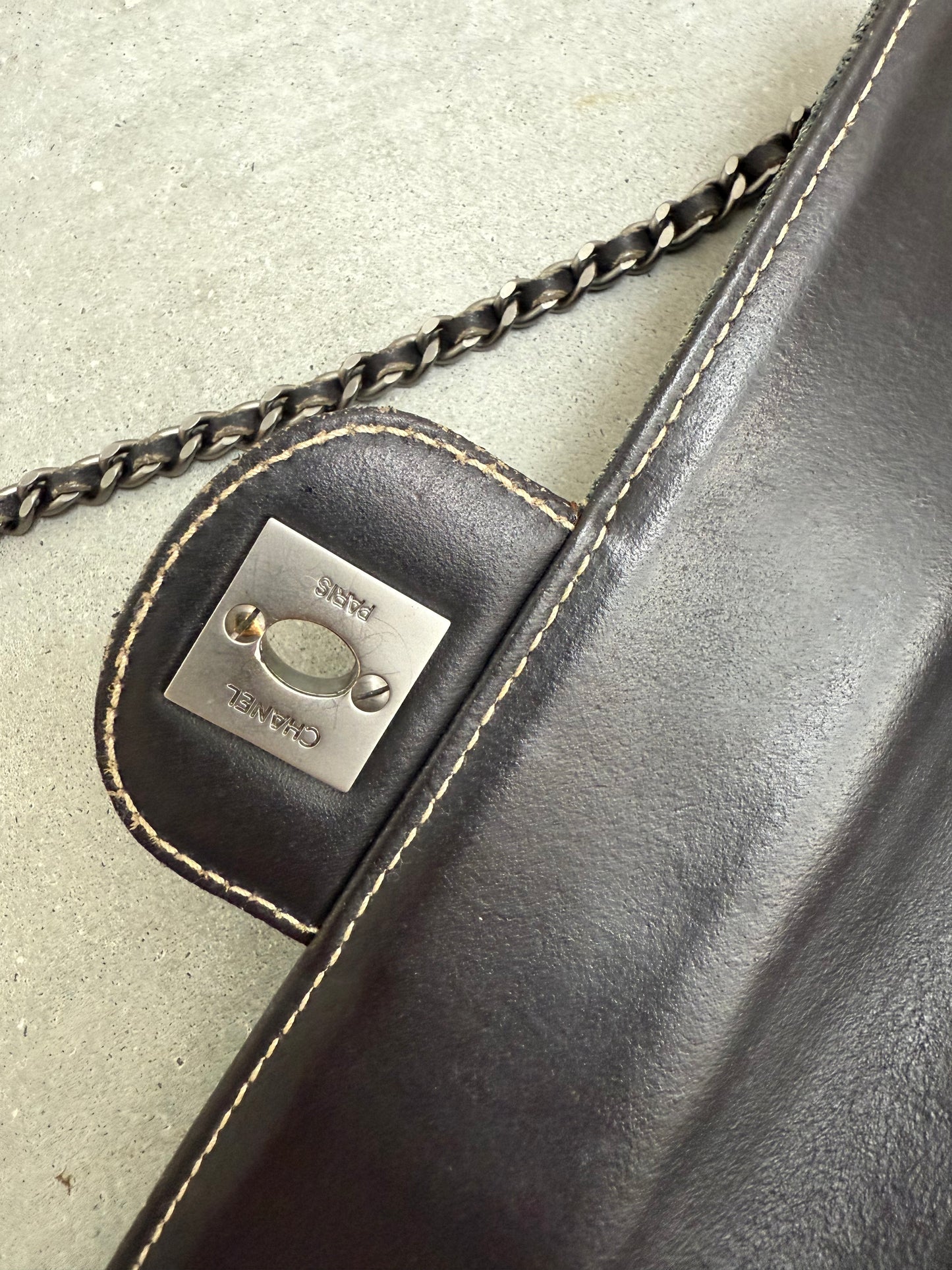 Vintage Chanel Denim East West Chocolate Bar Bag