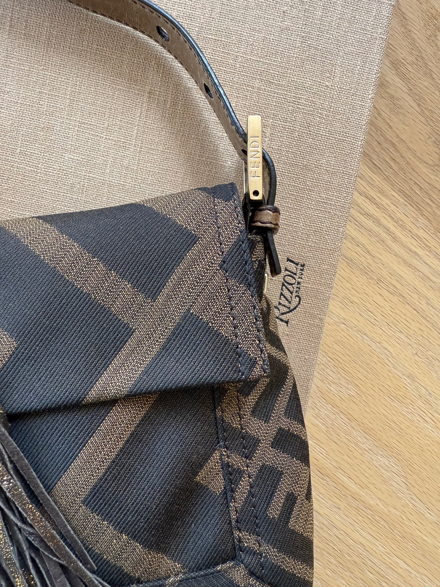 Fendi Giant Zucca Tassled Baguette