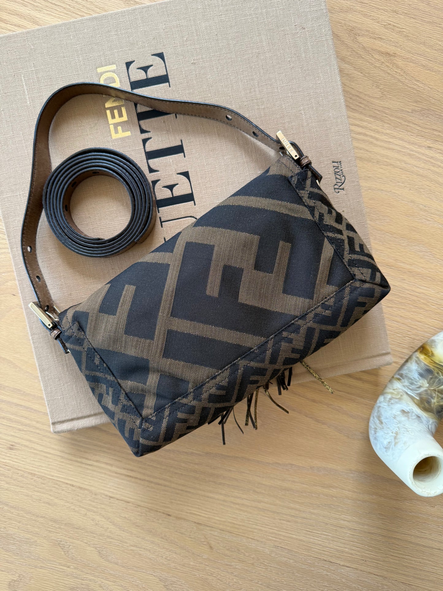 Fendi Giant Zucca Tassled Baguette