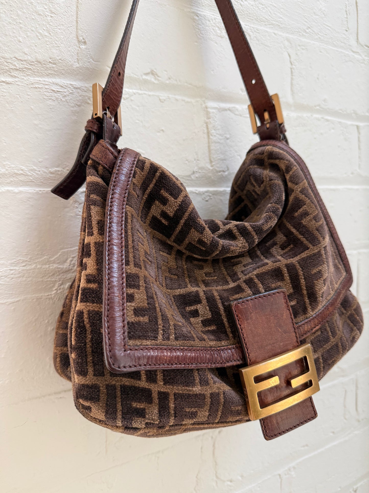 Fendi FF Velour Mama Baguette