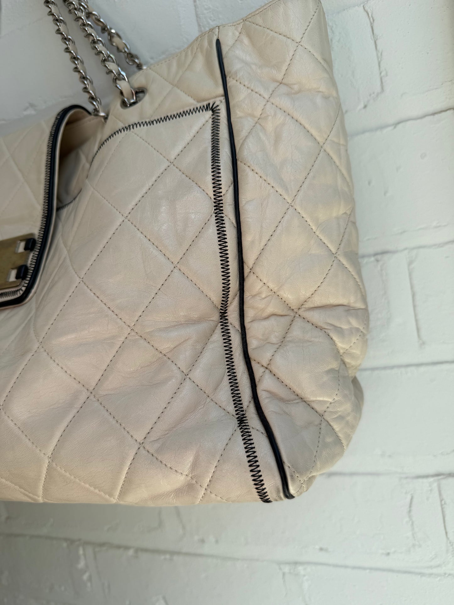 Chanel Matelasse Reissue East West Cream Tote Bag