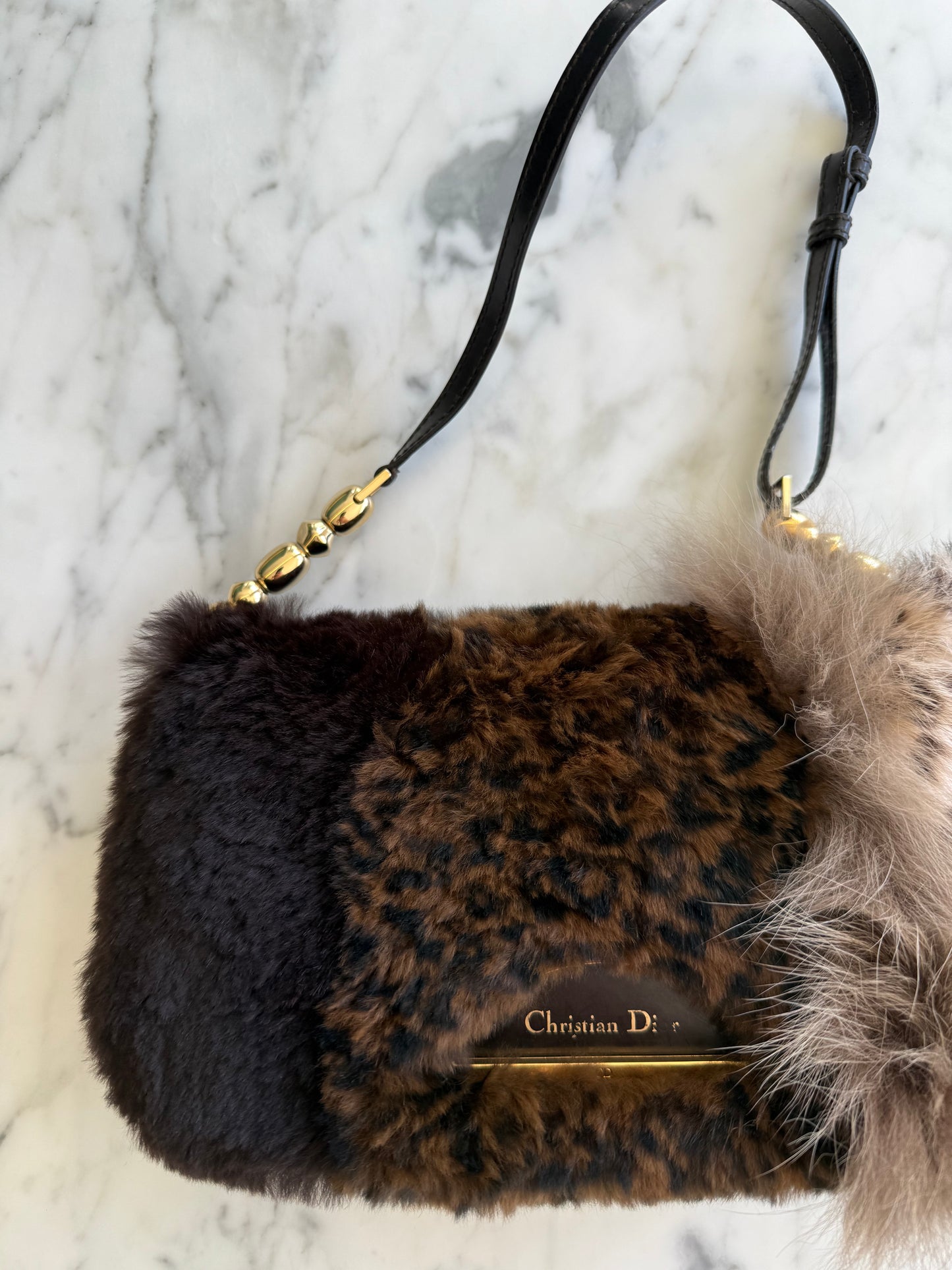 Christian Dior Patchwork Malice Fur Bag