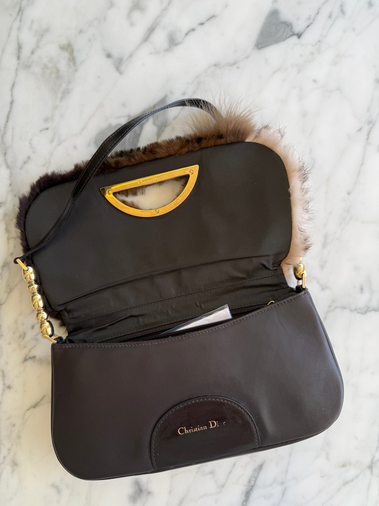 Christian Dior Patchwork Malice Fur Bag