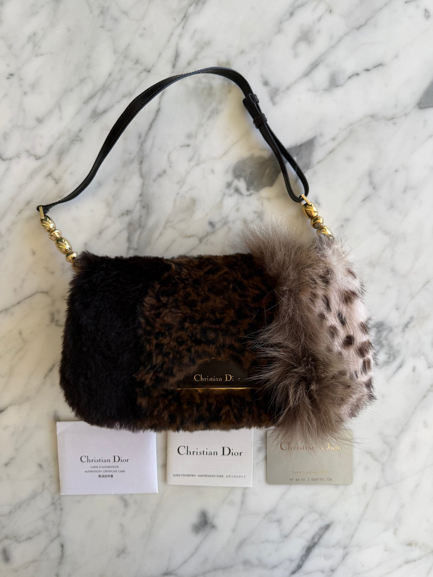 Christian Dior Patchwork Malice Fur Bag